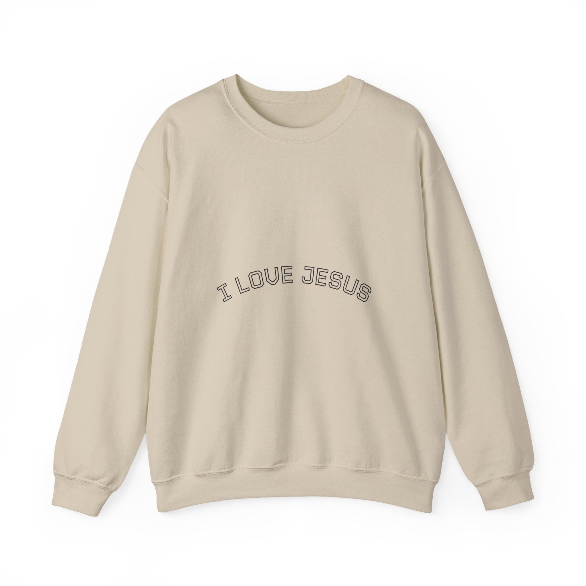 Crewneck Sweatshirt — "I Love Jesus" Minimalist Faith Pullover