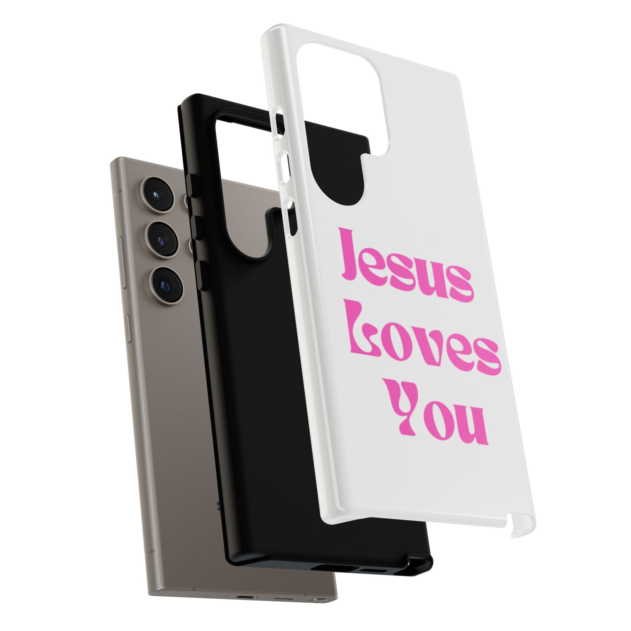 Jesus Loves You Phone Case — Pink Retro Christian Phone Cover