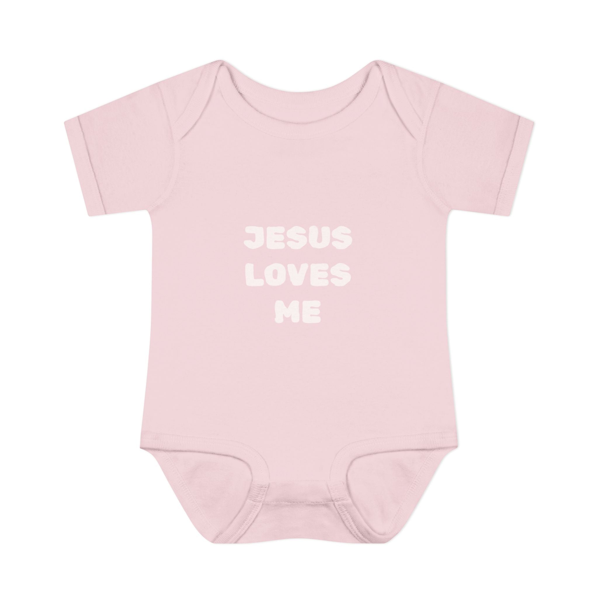 Jesus Loves Me Infant Rib One-Piece (Plain White)