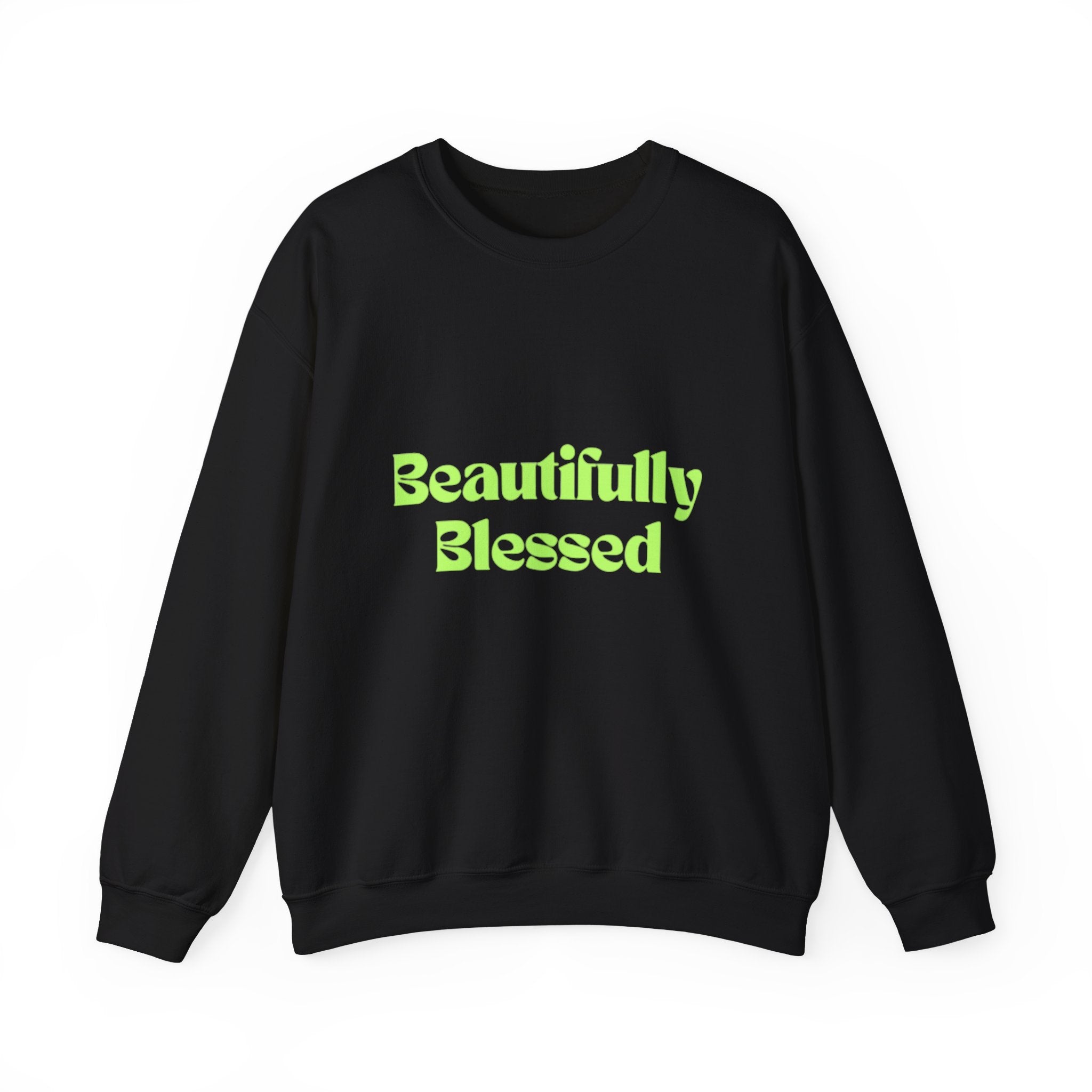 Beautifully Blessed sweatshirt | Inspirational Typography, Neon Green Text