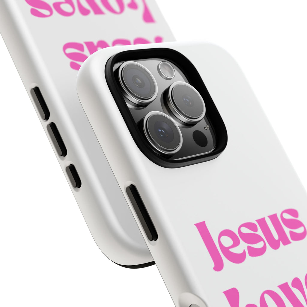 Jesus Loves You Phone Case — Pink Retro Christian Phone Cover