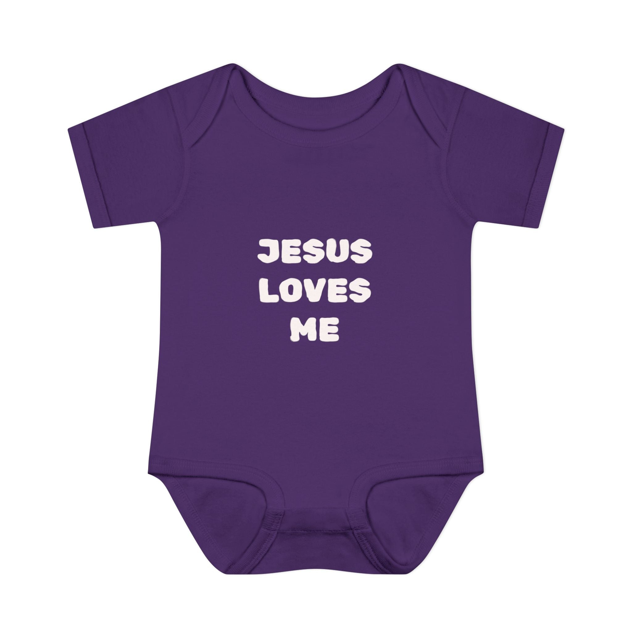 Jesus Loves Me Infant Rib One-Piece (Plain White)