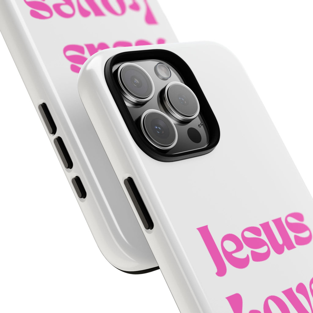 Jesus Loves You Phone Case — Pink Retro Christian Phone Cover