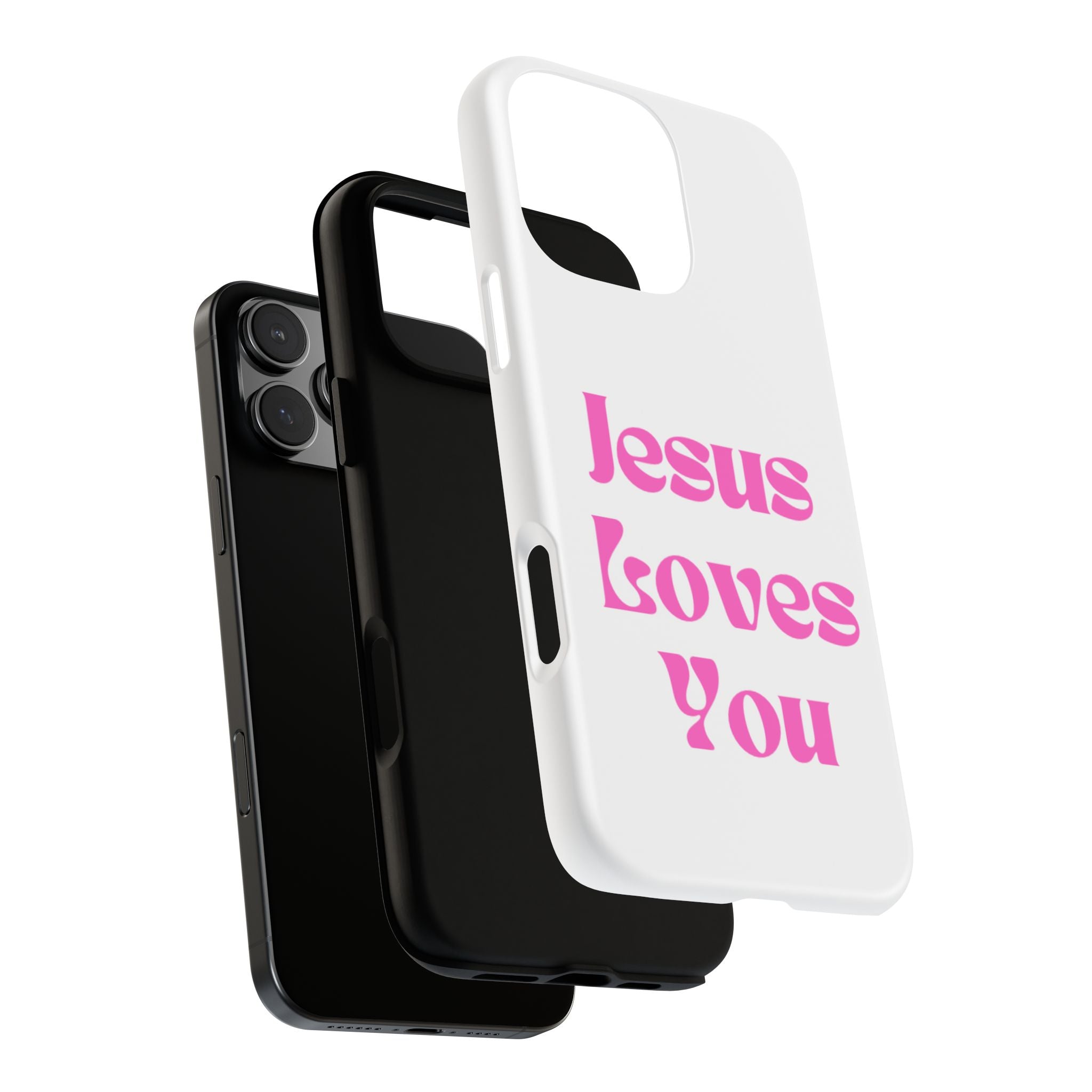 Jesus Loves You Phone Case — Pink Retro Christian Phone Cover