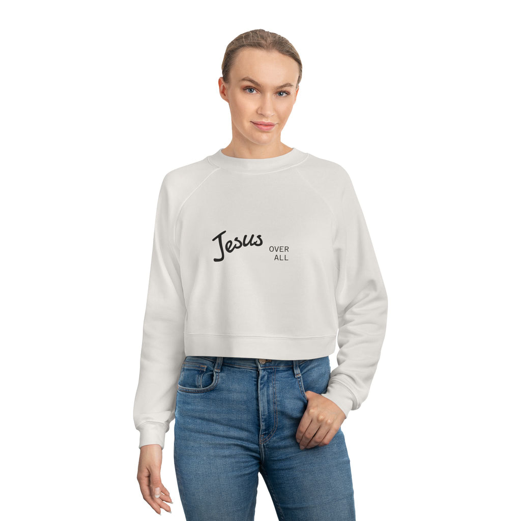 Jesus Saves Cropped Pullover — Women's Faith-inspired Fleece Top