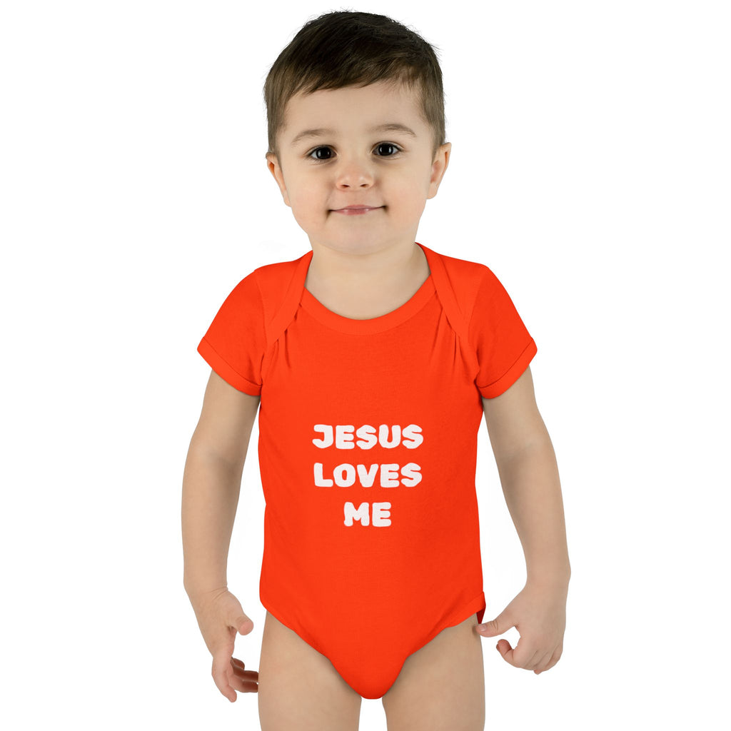 Jesus Loves Me Infant Rib One-Piece (Plain White)