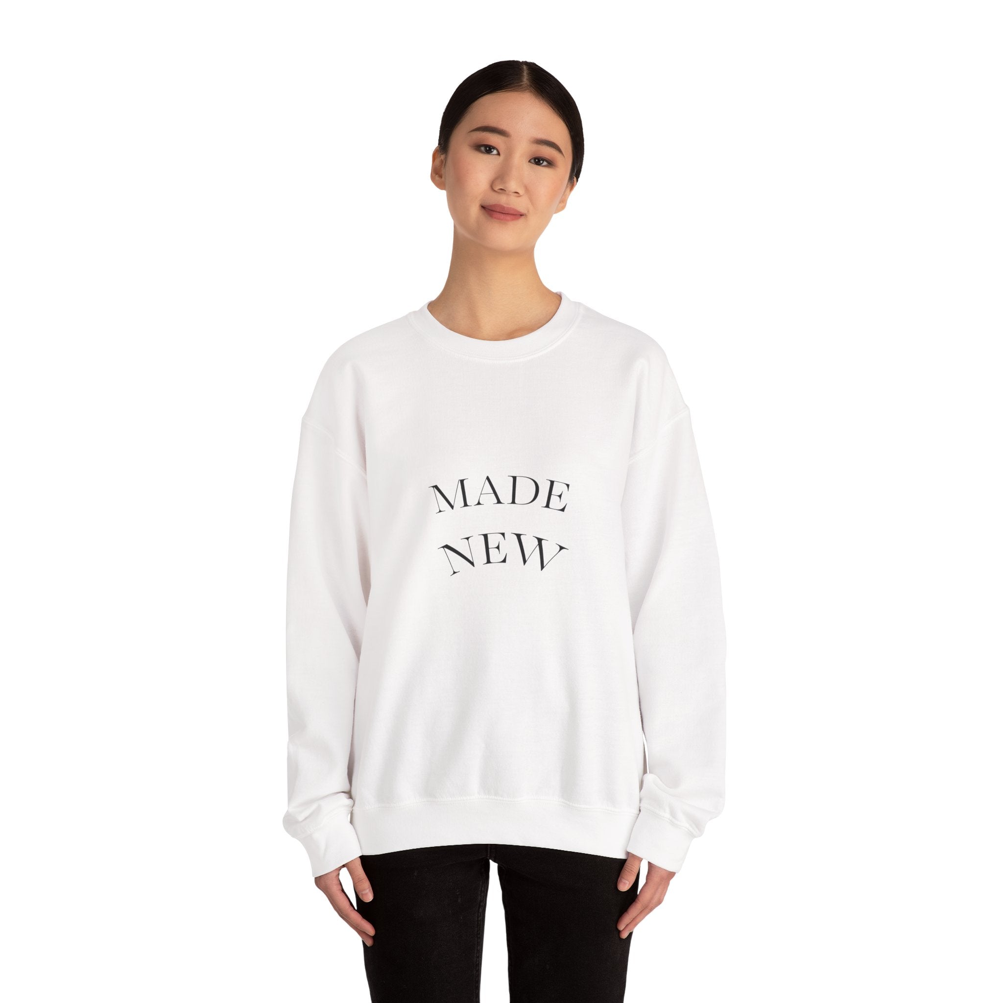 Crewneck Sweatshirt - "Made New" Minimalist White Pullover