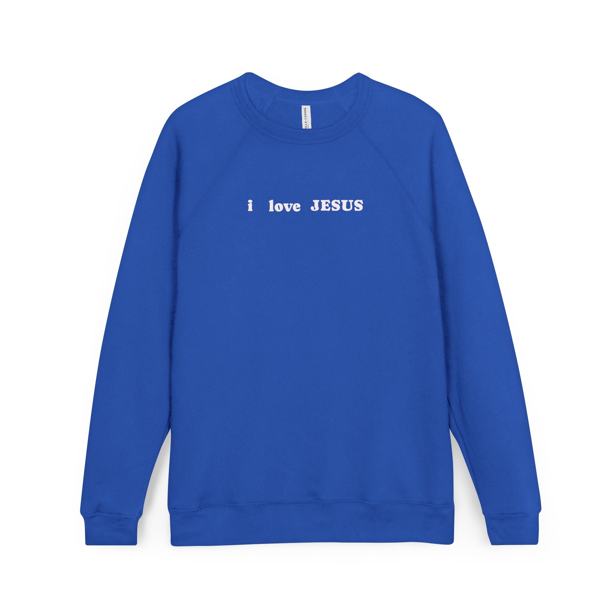 'I love JESUS' Raglan Sweatshirt — Christian Crewneck Pullover