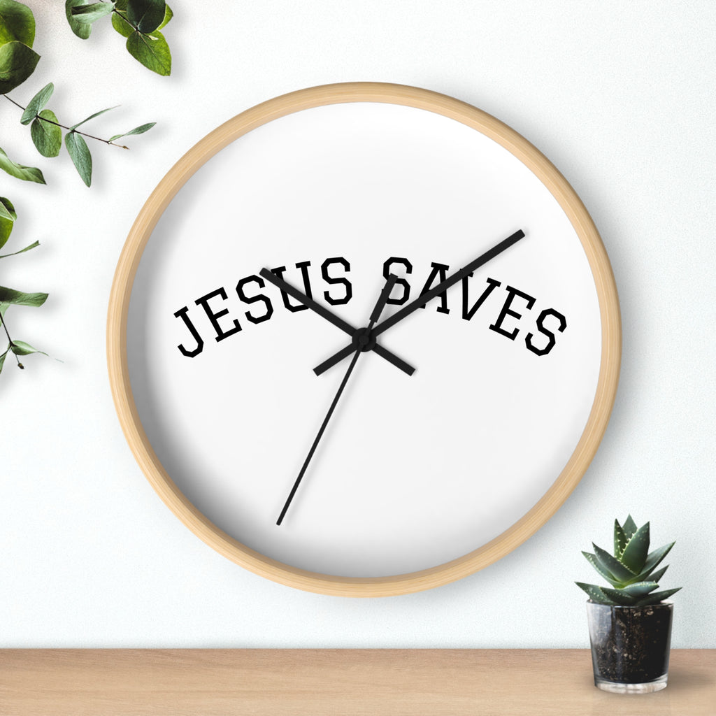 Jesus Saves Wall Clock – Minimalist Christian Home Decor