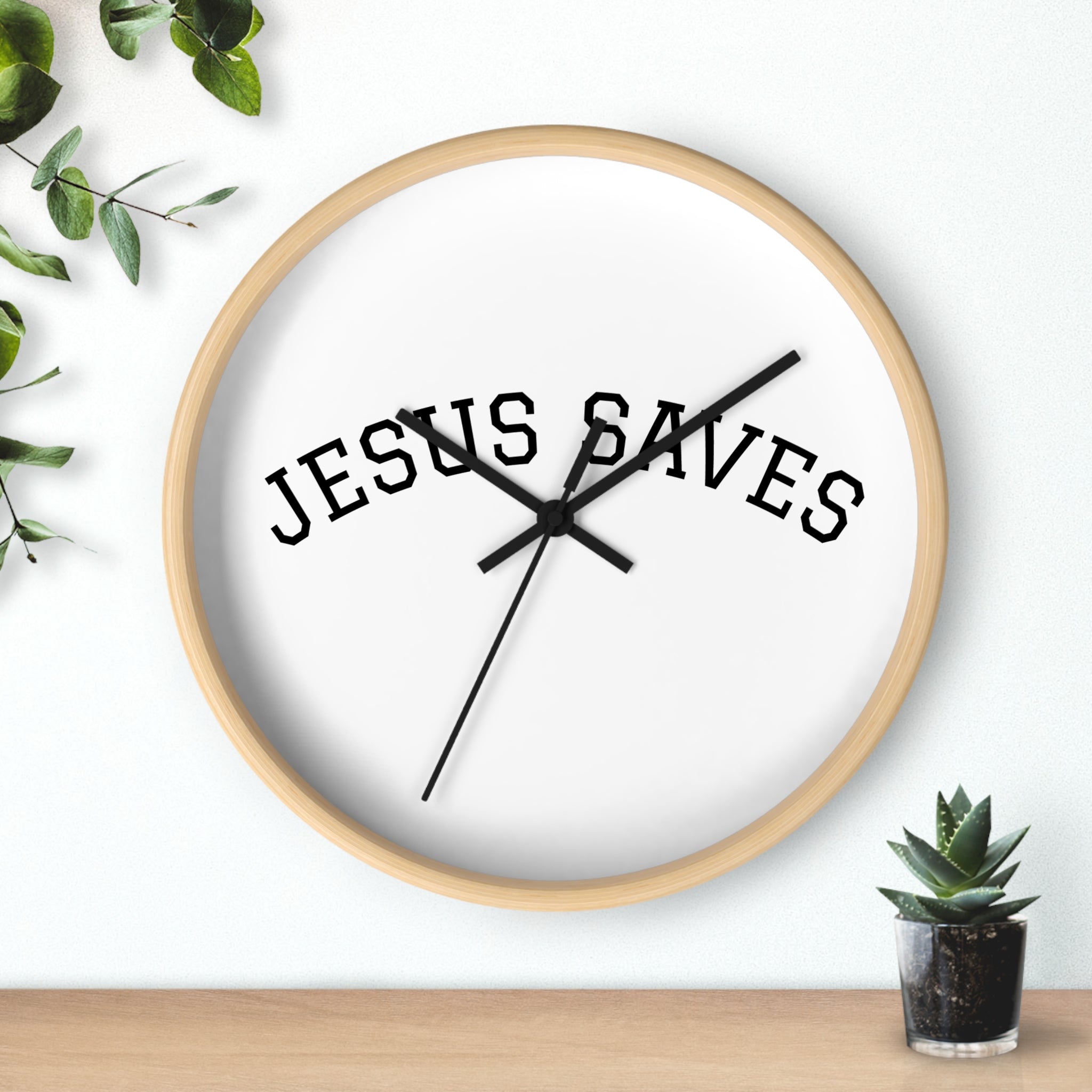 Jesus Saves Wall Clock – Minimalist Christian Home Decor