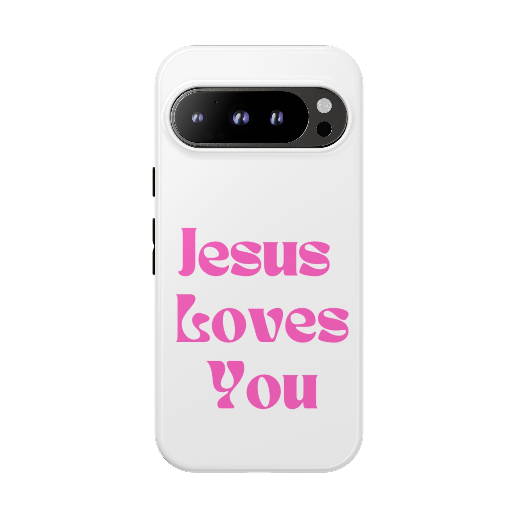 Jesus Loves You Phone Case — Pink Retro Christian Phone Cover