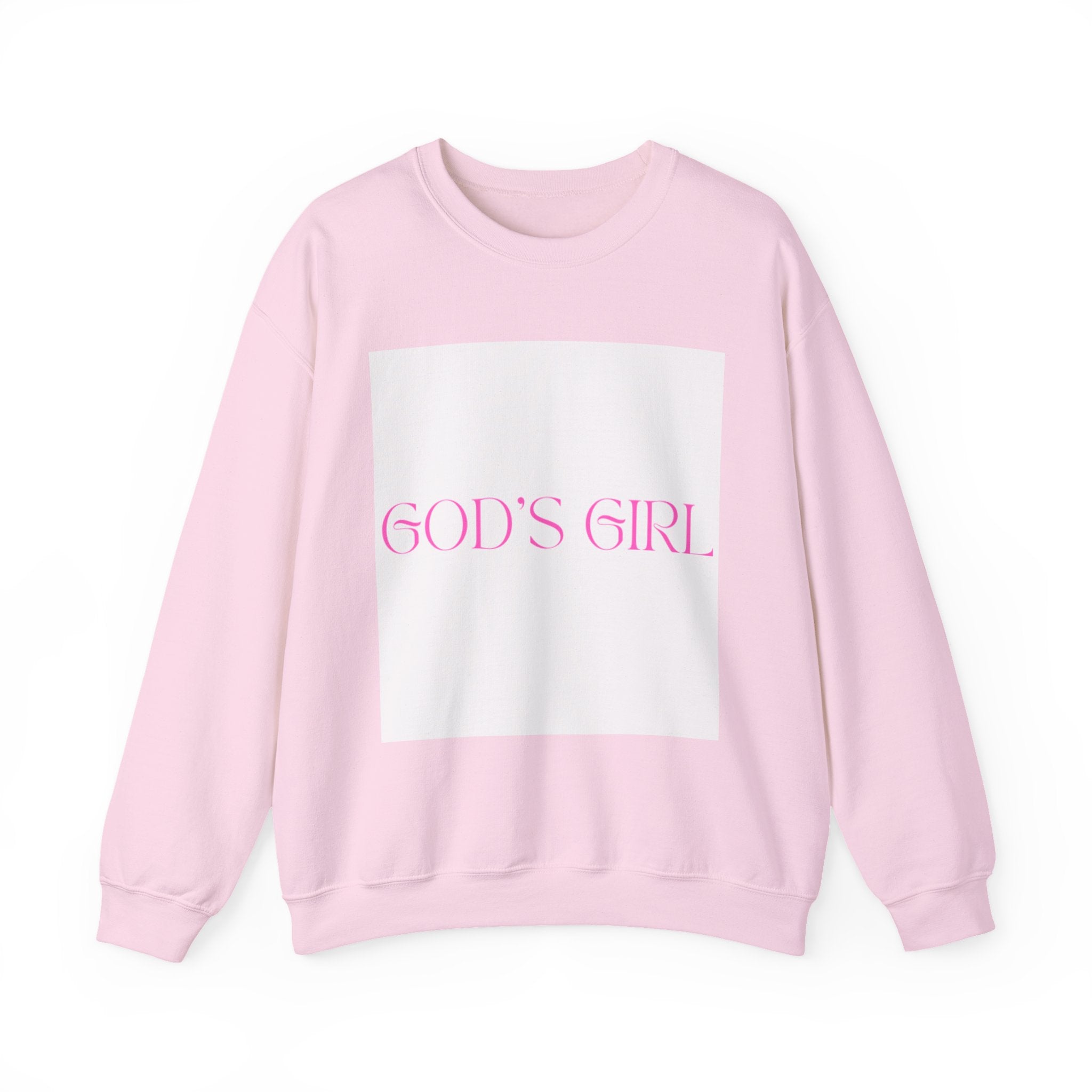 Crewneck Sweatshirt — "GOD'S GIRL" Pink Script Christian Pullover