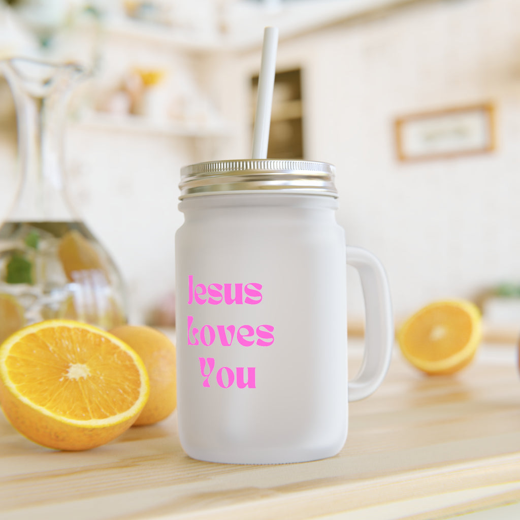 Jesus Loves You Mason Jar | Religious Scripture Drink Tumbler