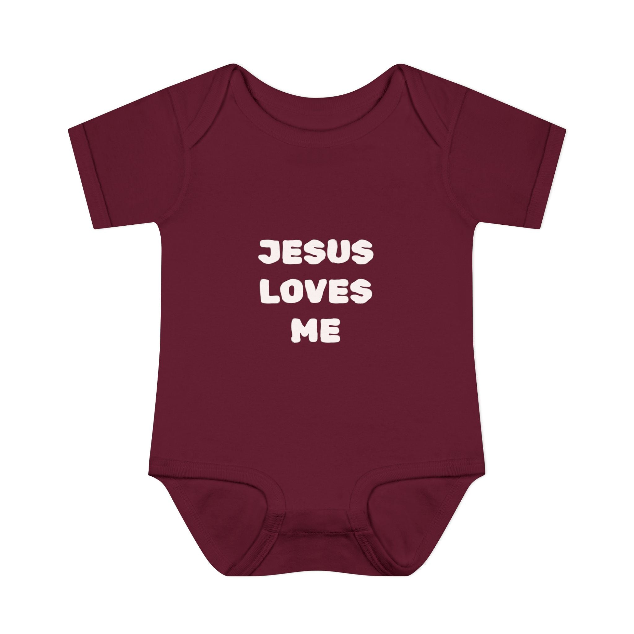 Jesus Loves Me Infant Rib One-Piece (Plain White)