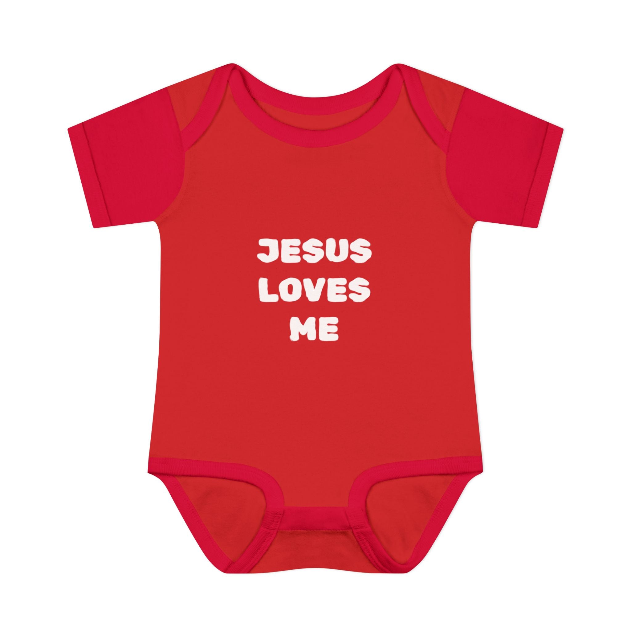 Jesus Loves Me Infant Rib One-Piece (Plain White)