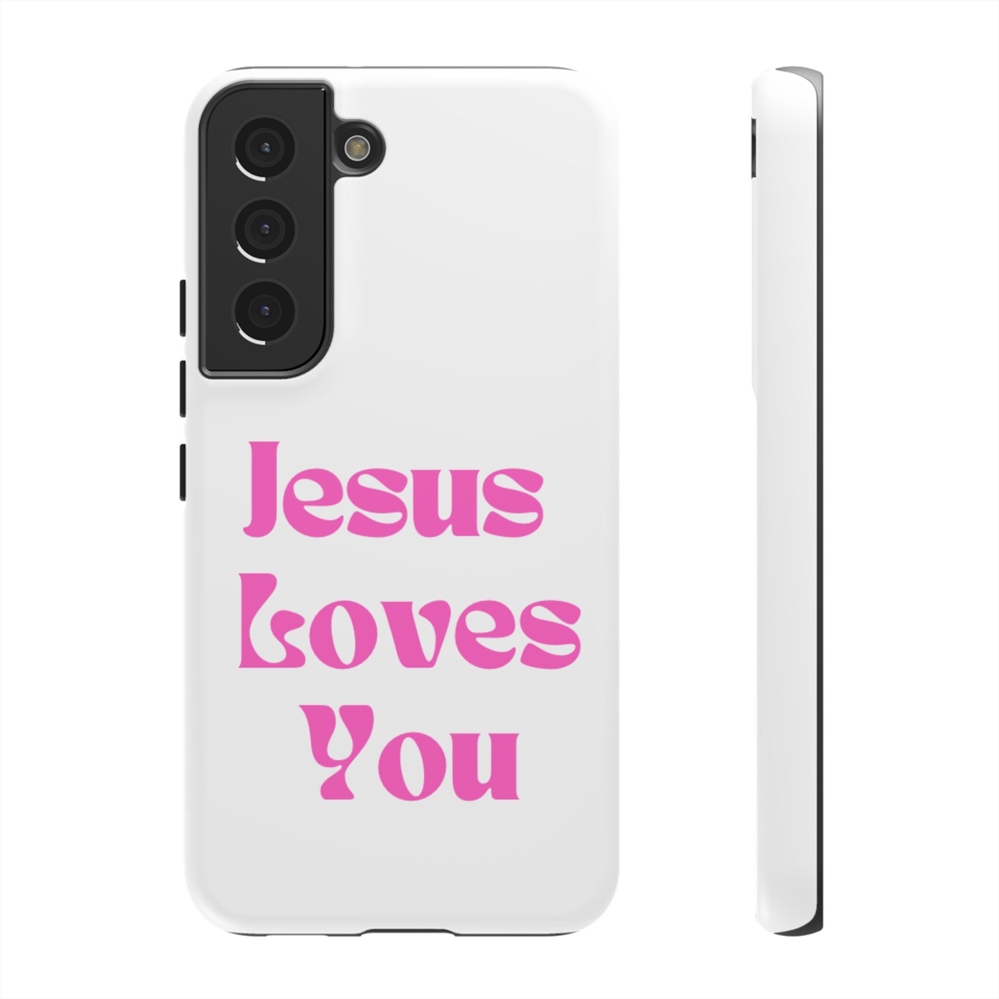 Jesus Loves You Phone Case — Pink Retro Christian Phone Cover