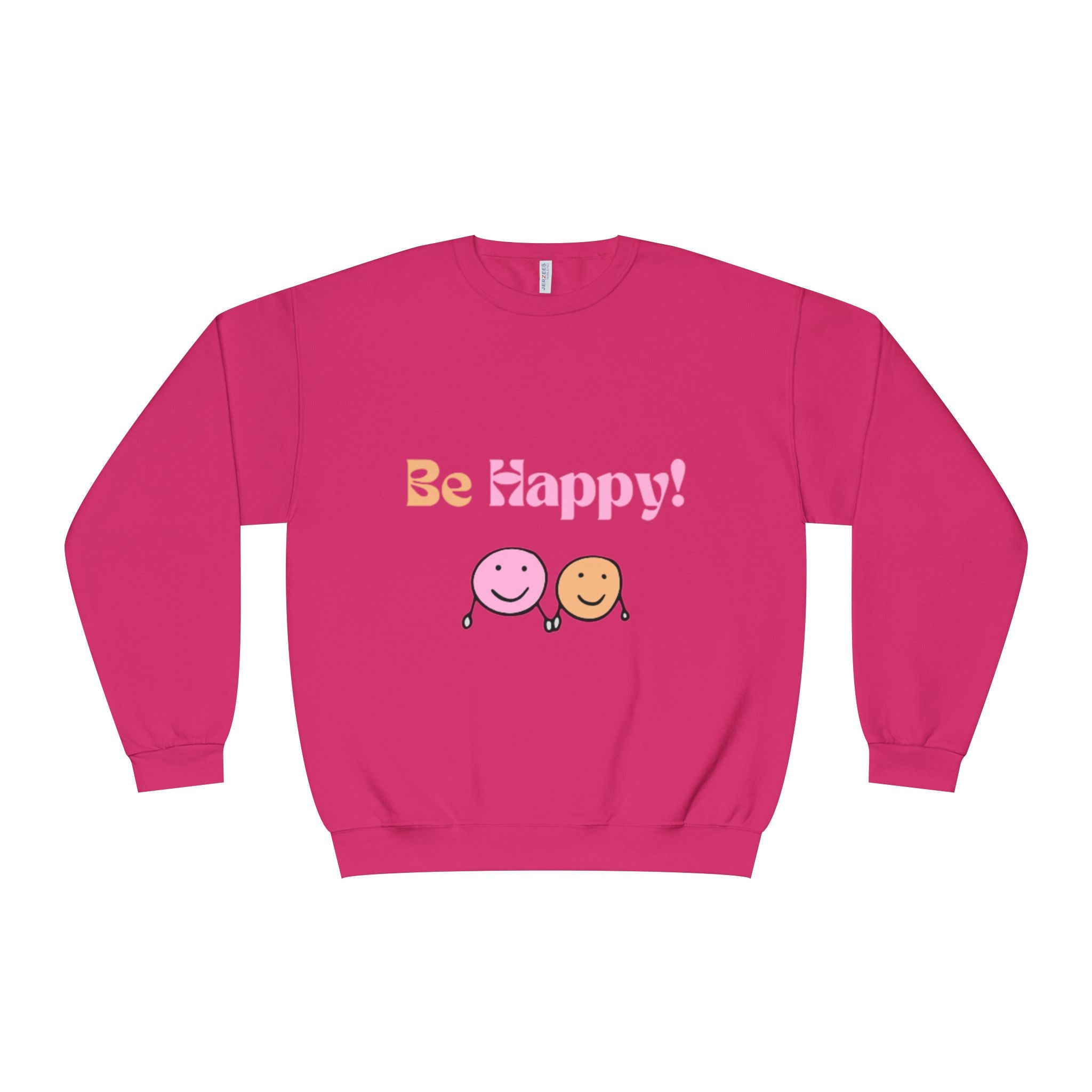 Be Happy! Smiley Crewneck Sweatshirt — Positive Graphic Sweatshirt