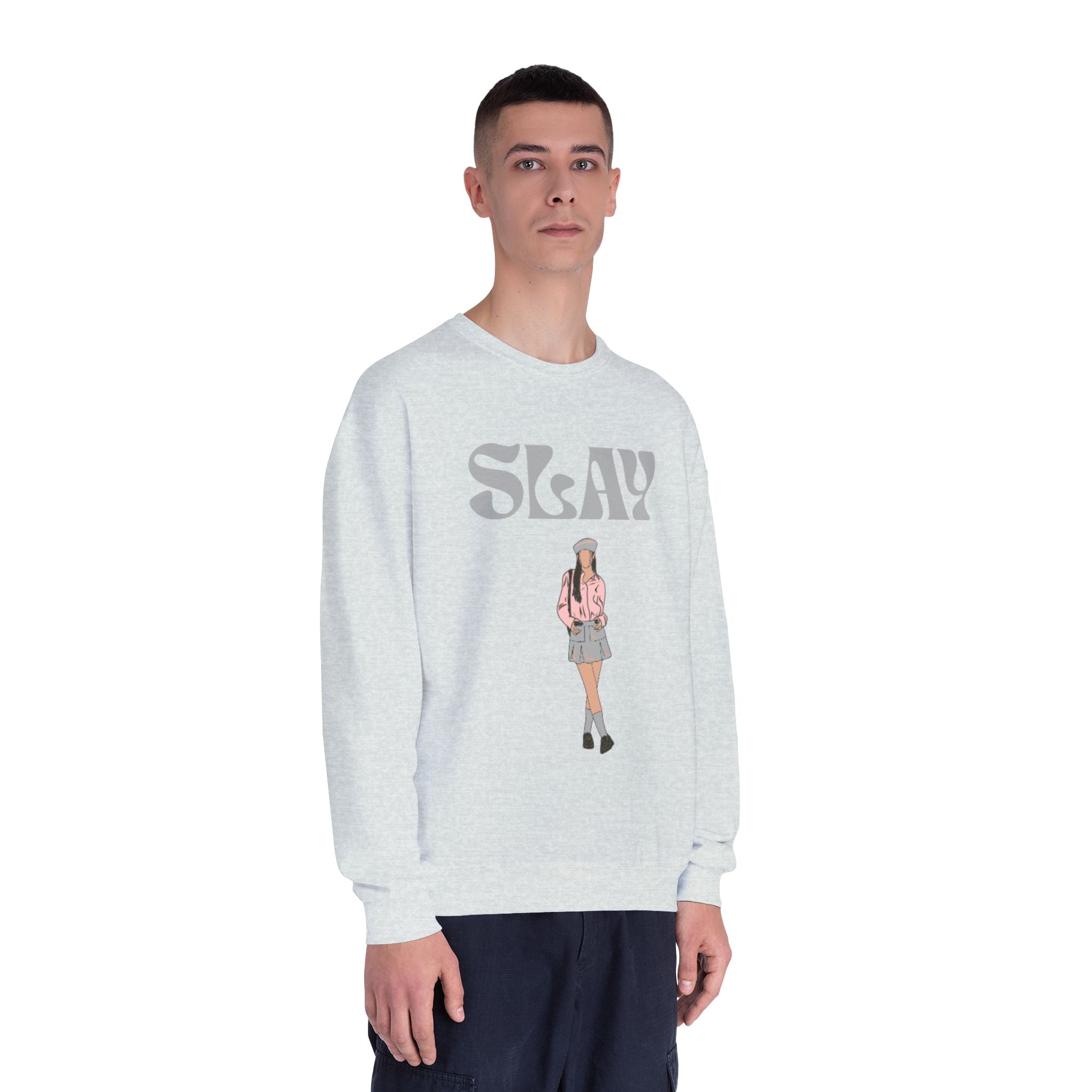 Slay Crewneck Sweatshirt — Vintage Girl Graphic Pullover