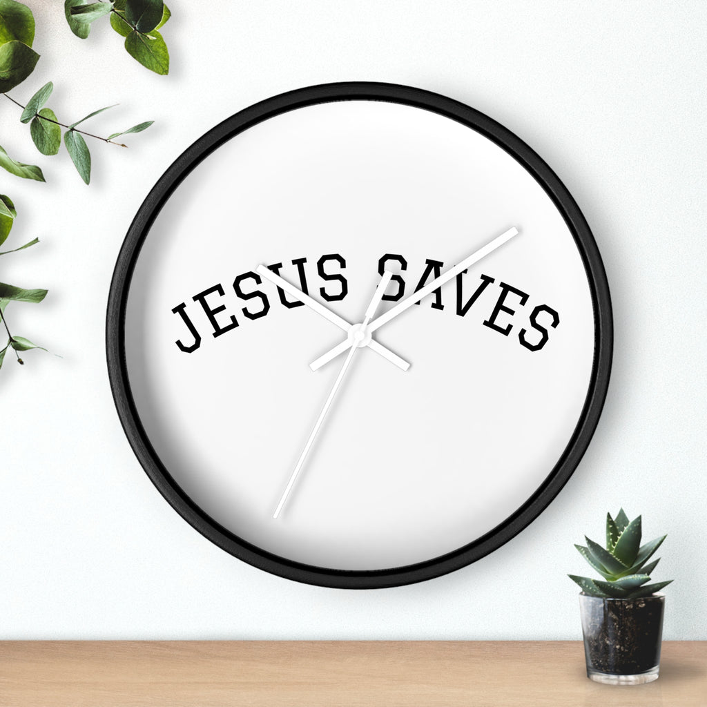 Jesus Saves Wall Clock – Minimalist Christian Home Decor