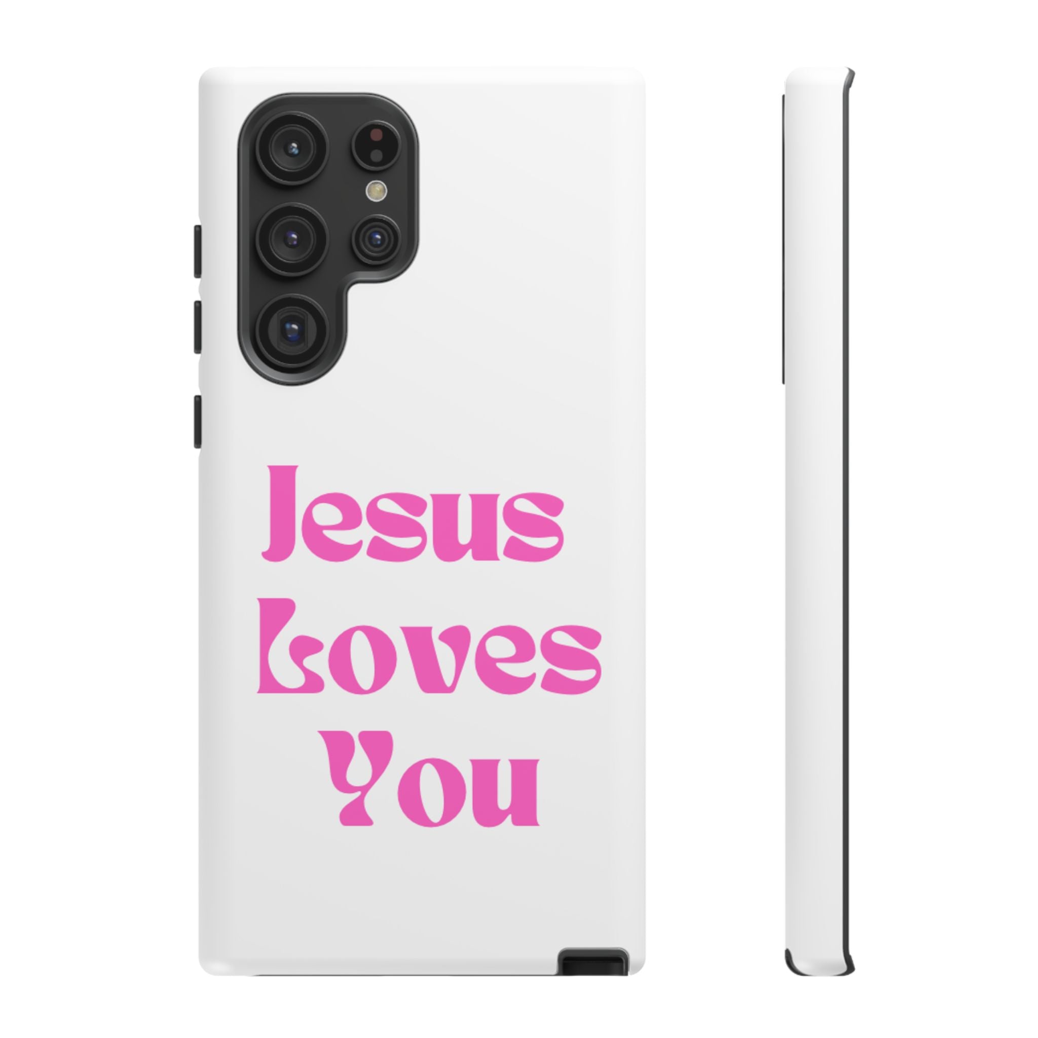 Jesus Loves You Phone Case — Pink Retro Christian Phone Cover