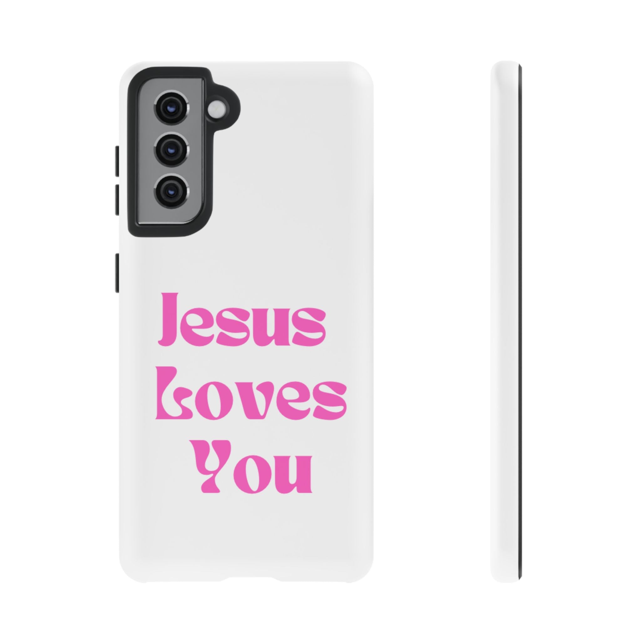 Jesus Loves You Phone Case — Pink Retro Christian Phone Cover