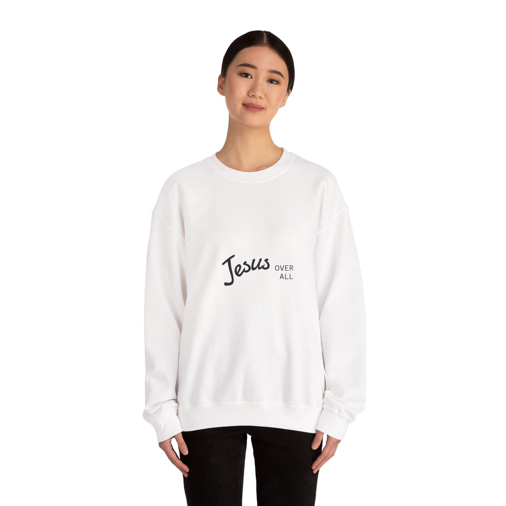 Jesus Over All Crewneck Sweatshirt — Faith Graphic Sweatshirt