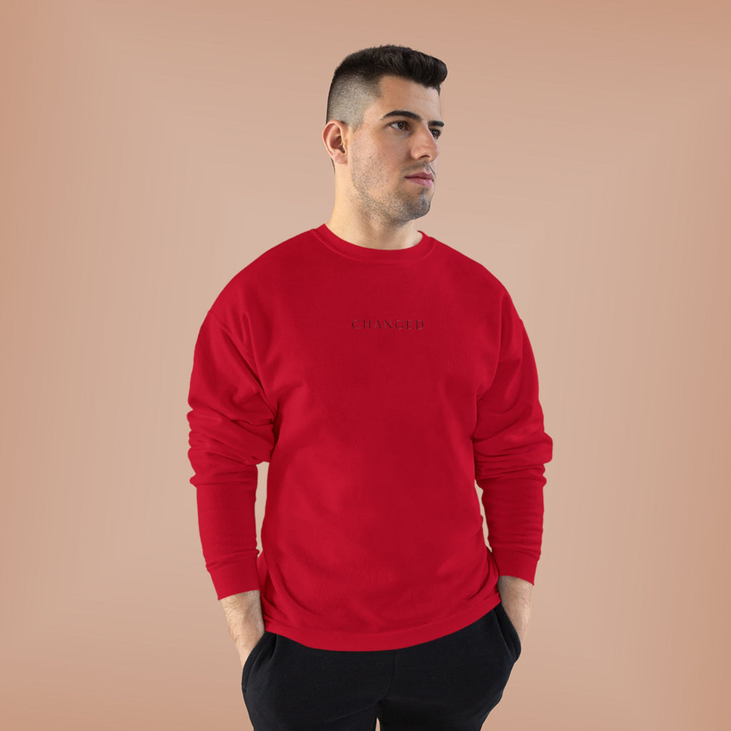 Minimal 'Changed' Crewneck Sweatshirt — Subtle Text Graphic, Eco-Friendly Comfort