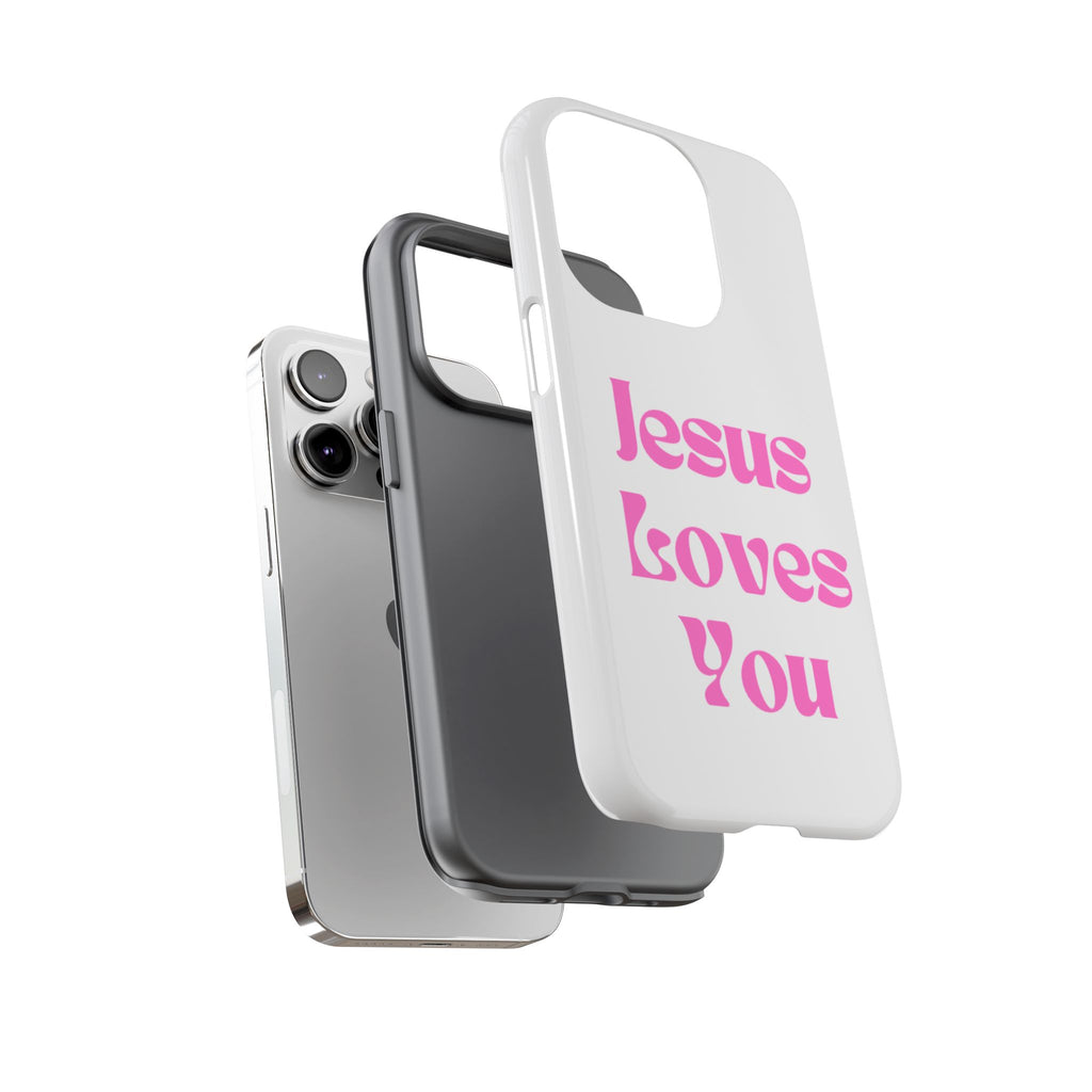 Jesus Loves You Phone Case — Pink Retro Christian Phone Cover