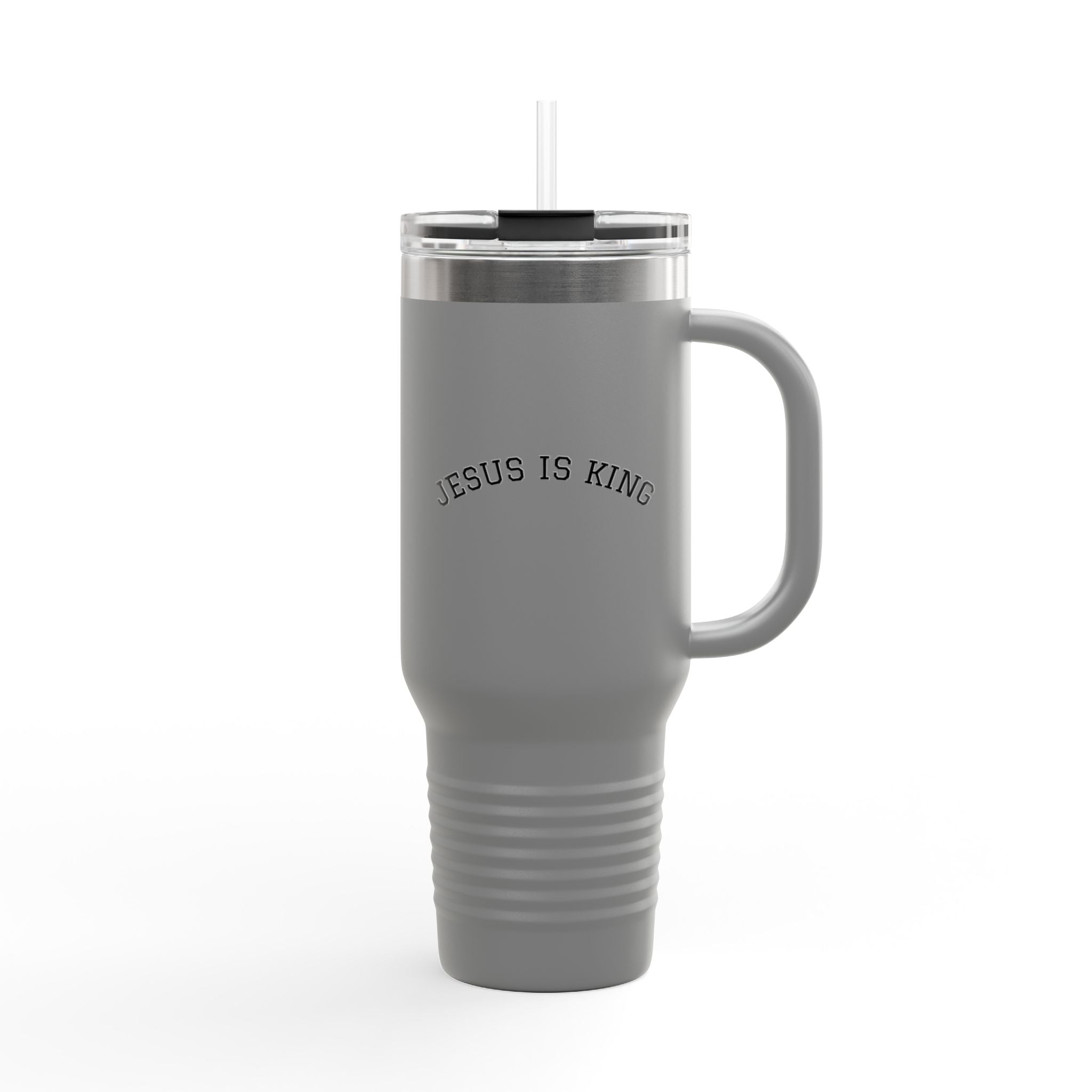 40oz Insulated Travel Mug  "Jesus Is King" Stainless Steel Tumbler with Straw (Large Faith Coffee Cup)