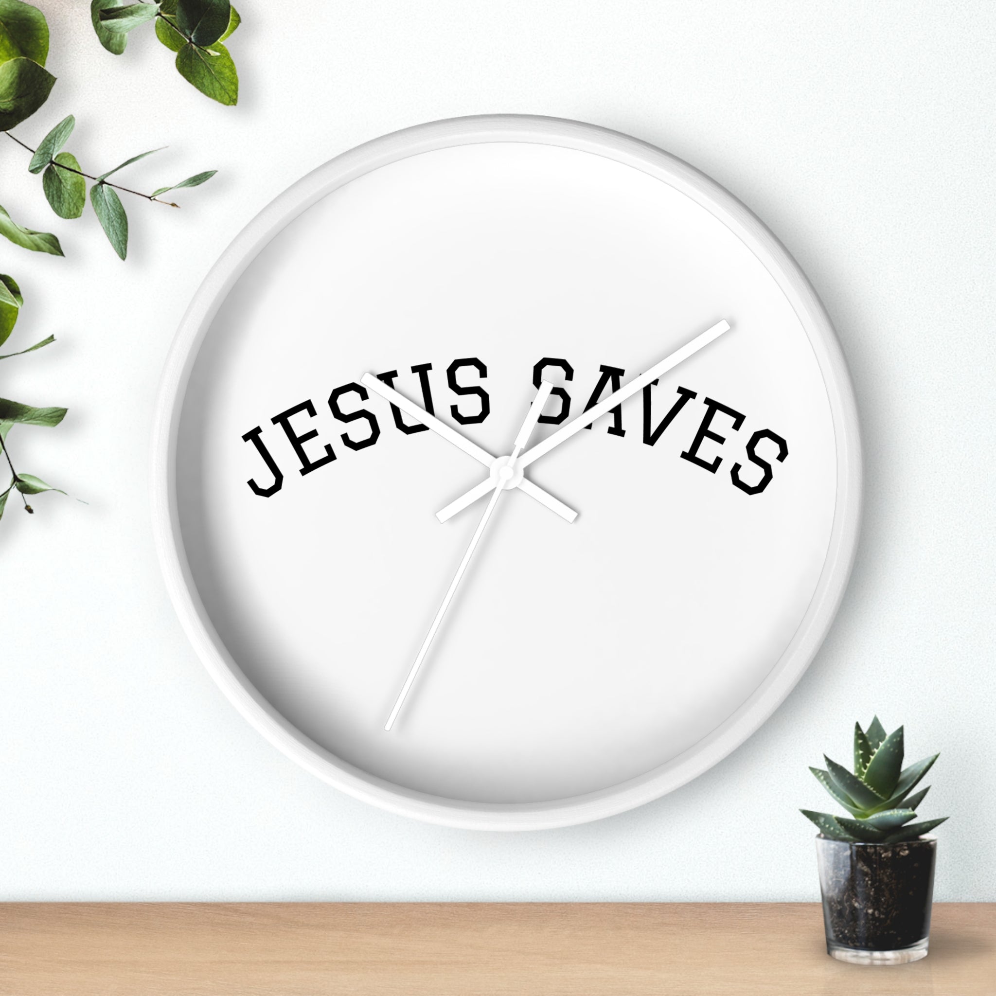Jesus Saves Wall Clock – Minimalist Christian Home Decor