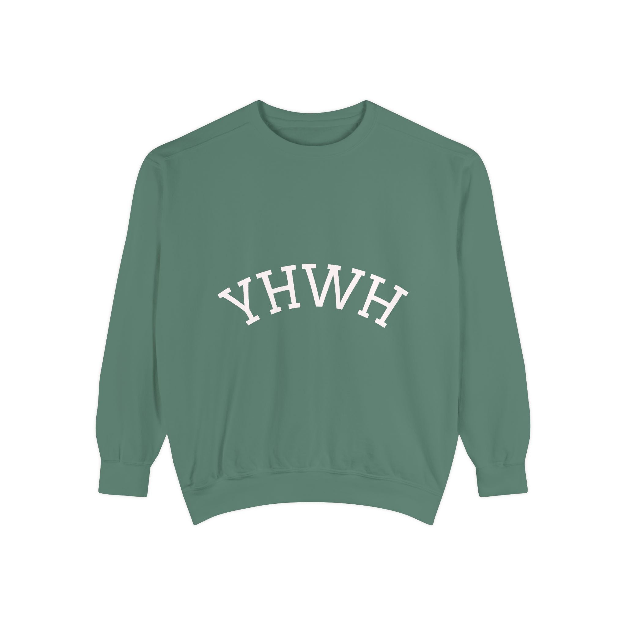 YHWH Arch Logo Sweatshirt  Soft White Garment-Dyed Crewneck