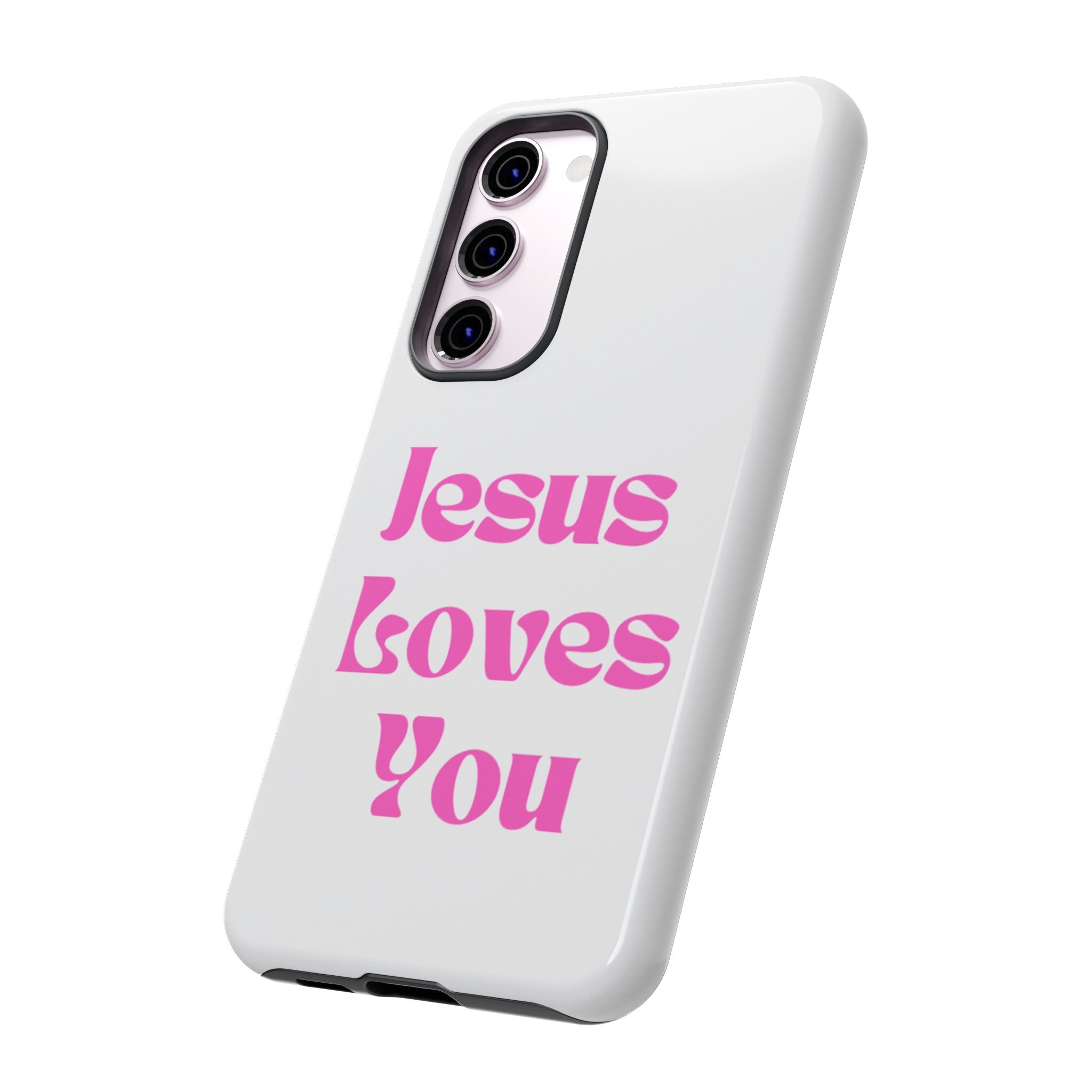 Jesus Loves You Phone Case — Pink Retro Christian Phone Cover