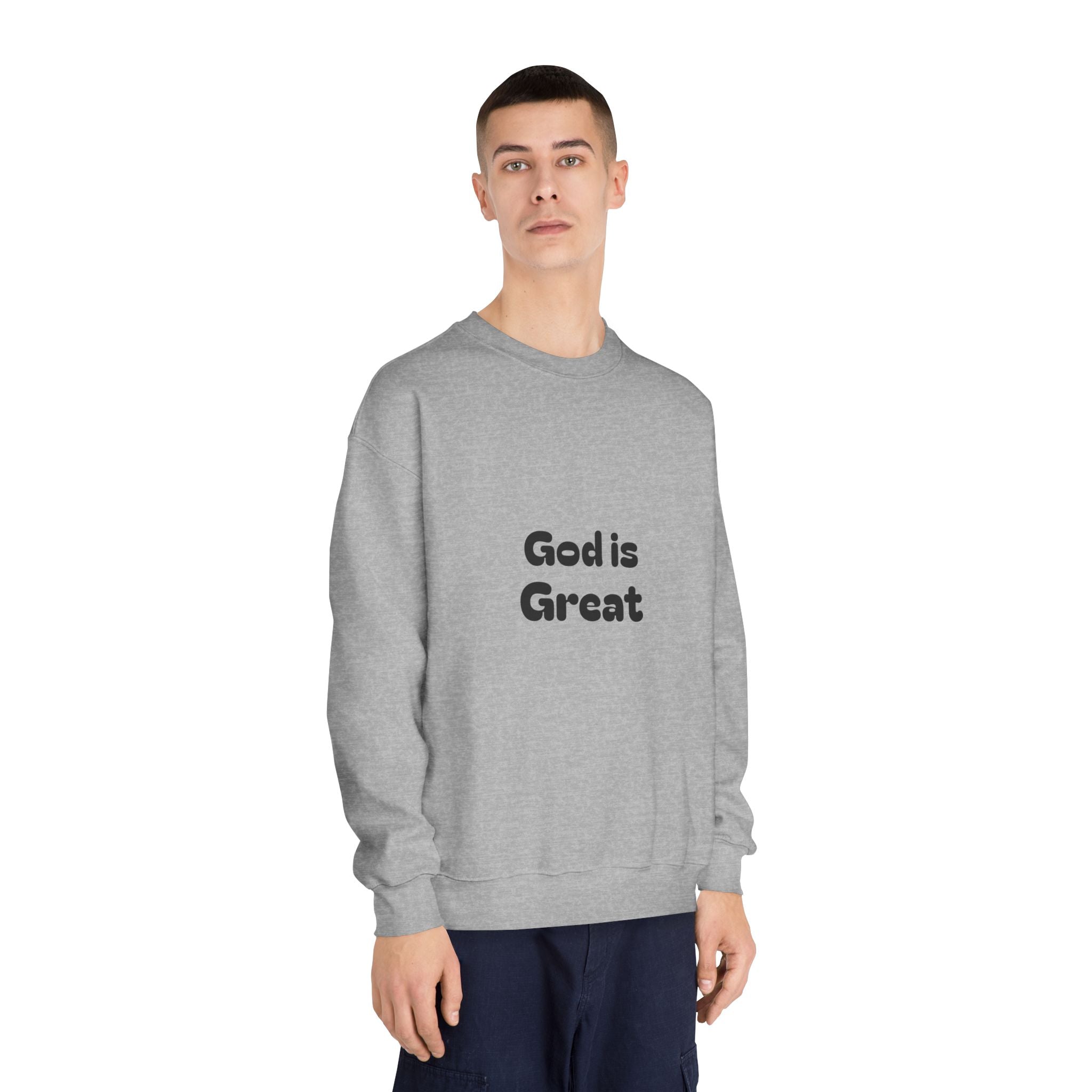 God Is Great Crewneck Sweatshirt — Minimal Faith Graphic Pullover