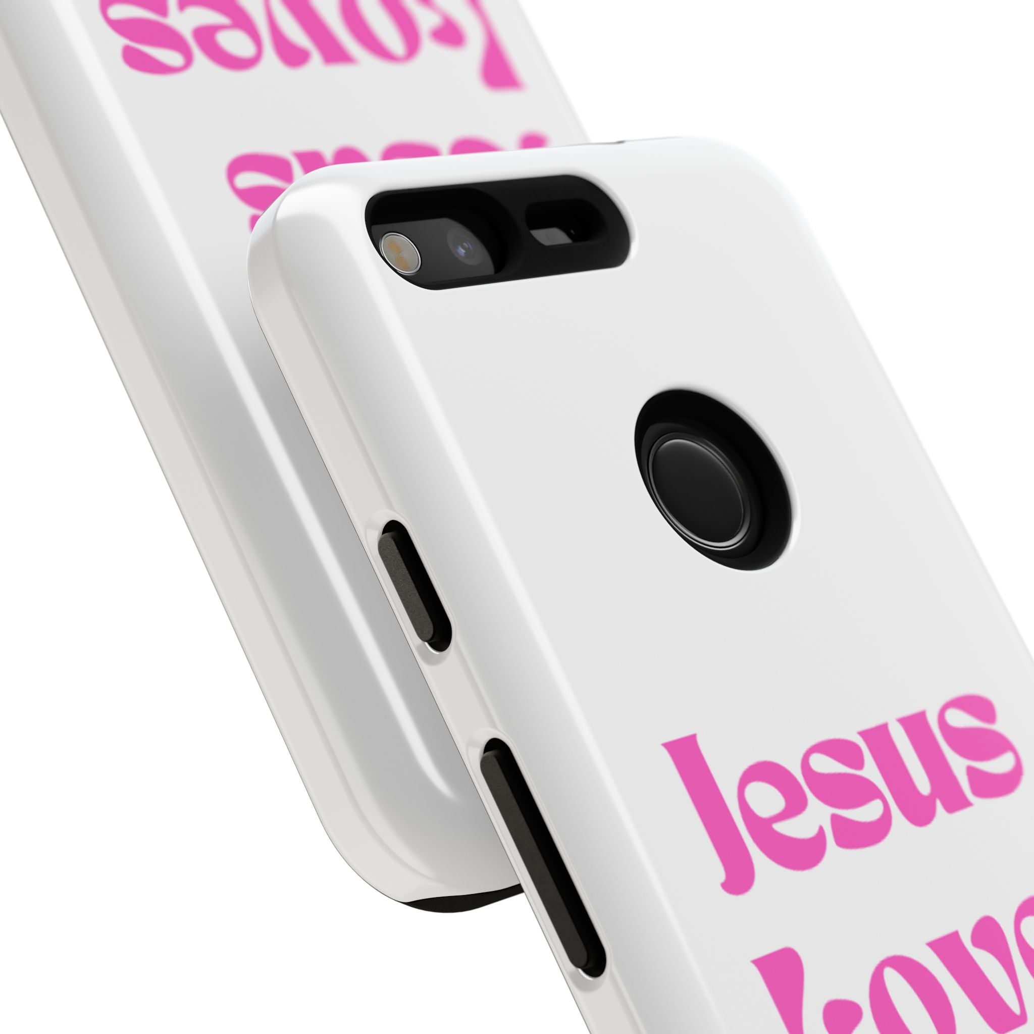 Jesus Loves You Phone Case — Pink Retro Christian Phone Cover