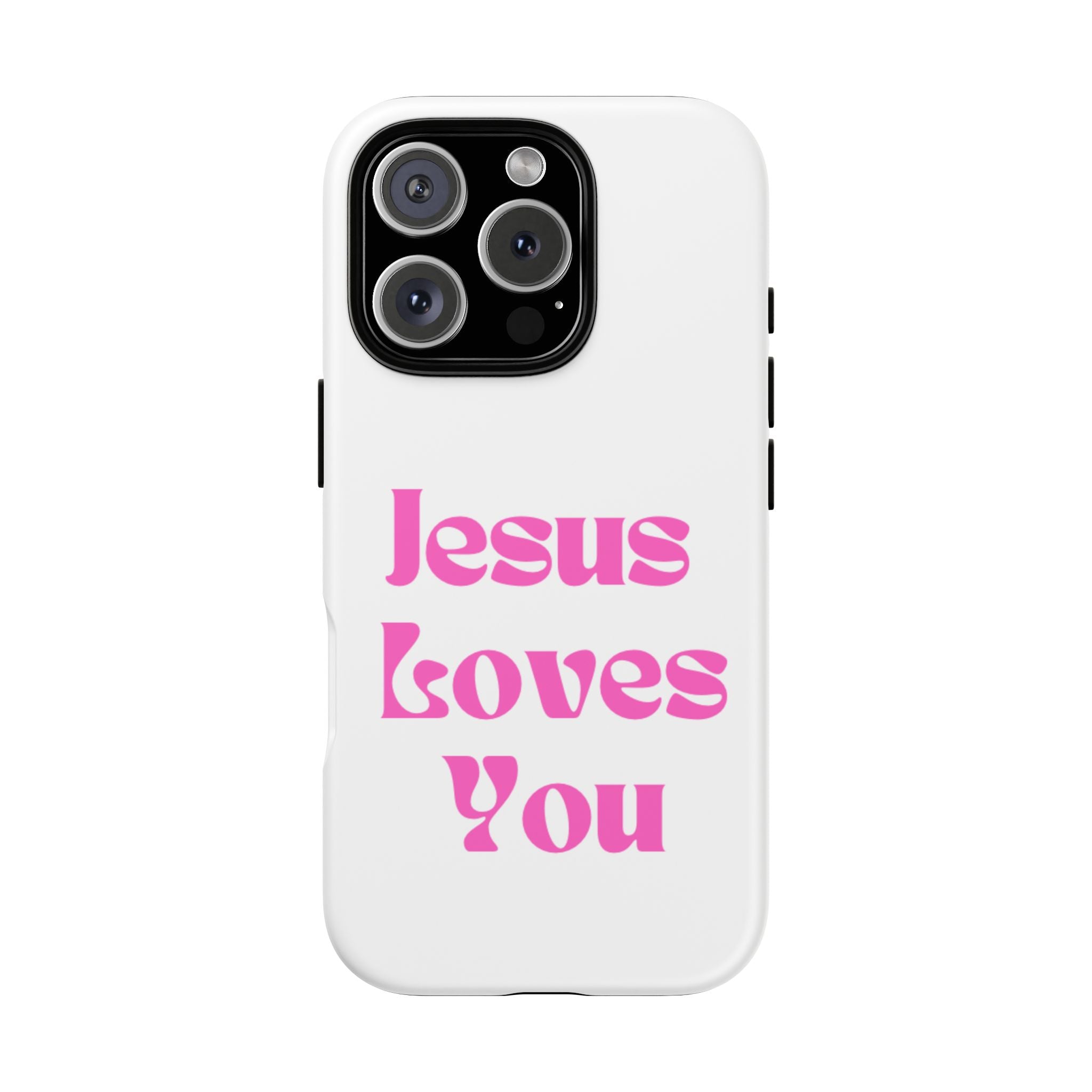 Jesus Loves You Phone Case — Pink Retro Christian Phone Cover