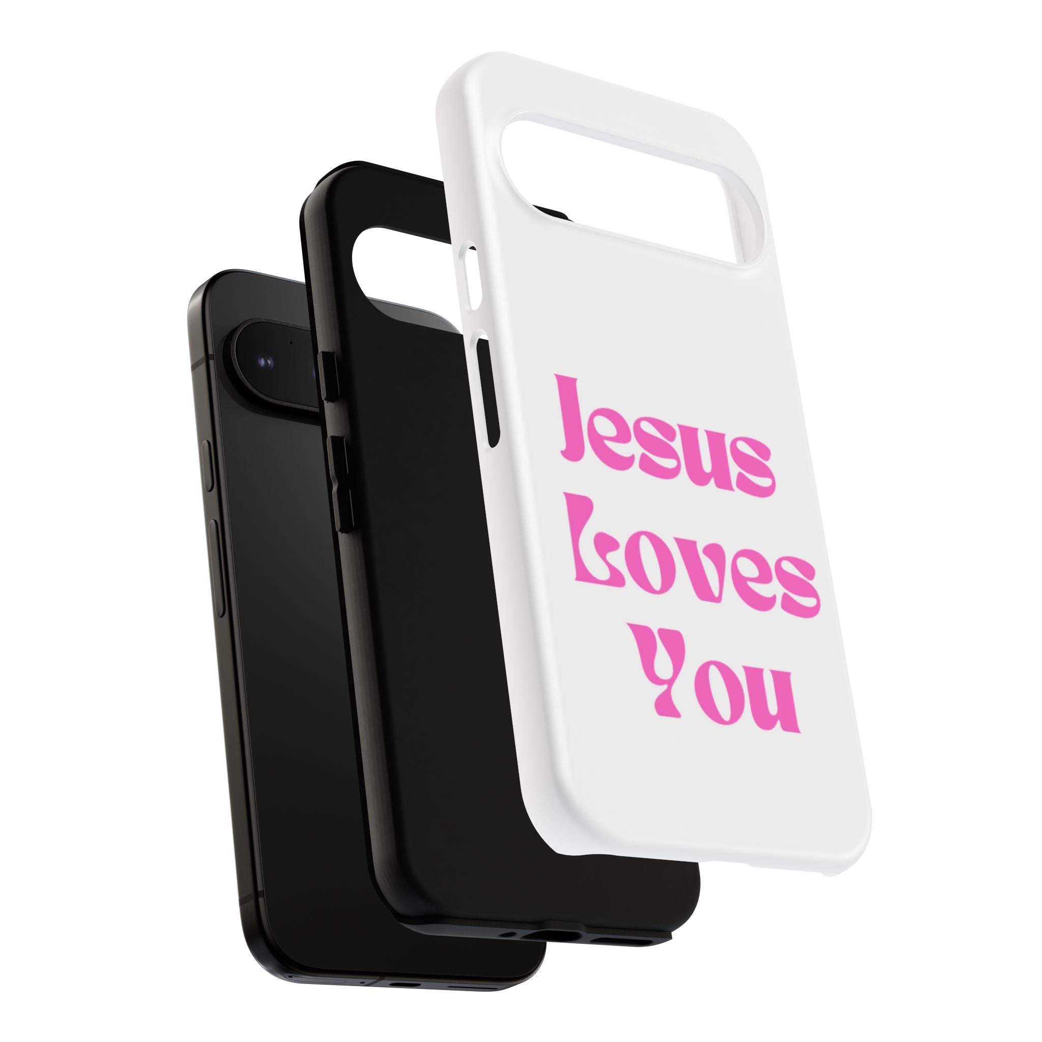 Jesus Loves You Phone Case — Pink Retro Christian Phone Cover
