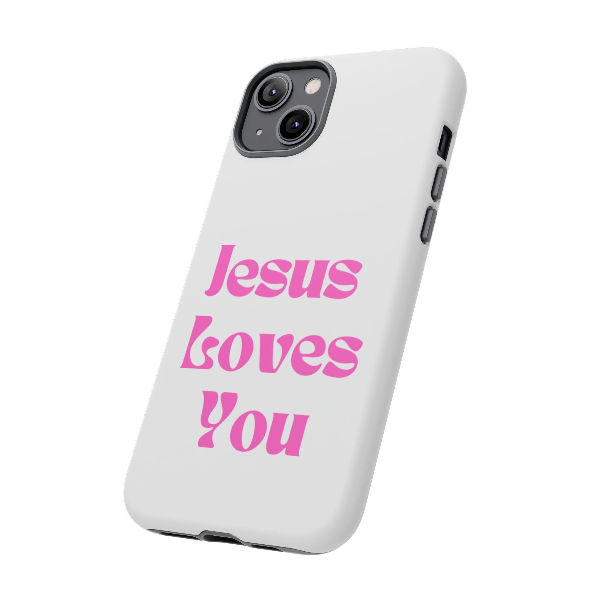 Jesus Loves You Phone Case — Pink Retro Christian Phone Cover