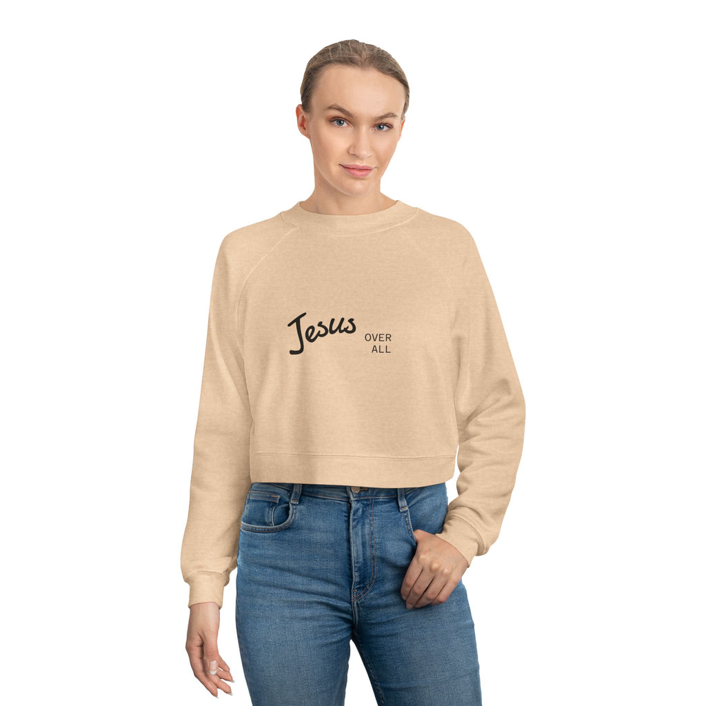 Jesus Saves Cropped Pullover — Women's Faith-inspired Fleece Top