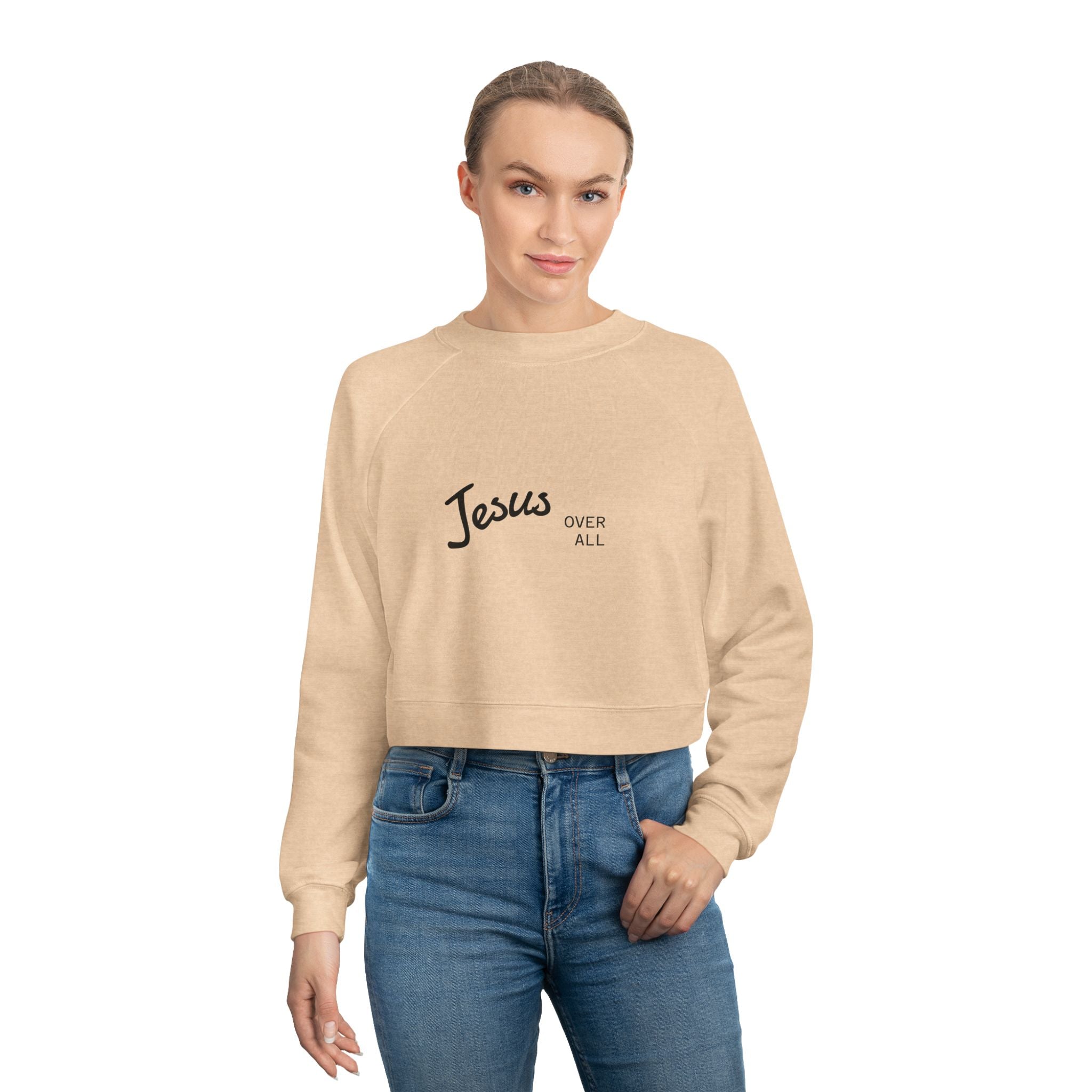 Jesus Saves Cropped Pullover — Women's Faith-inspired Fleece Top