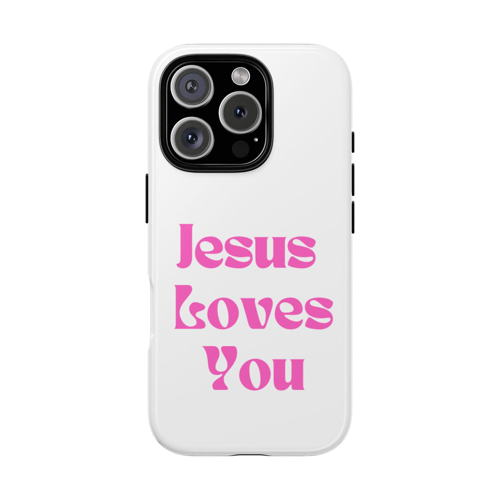 Jesus Loves You Phone Case — Pink Retro Christian Phone Cover