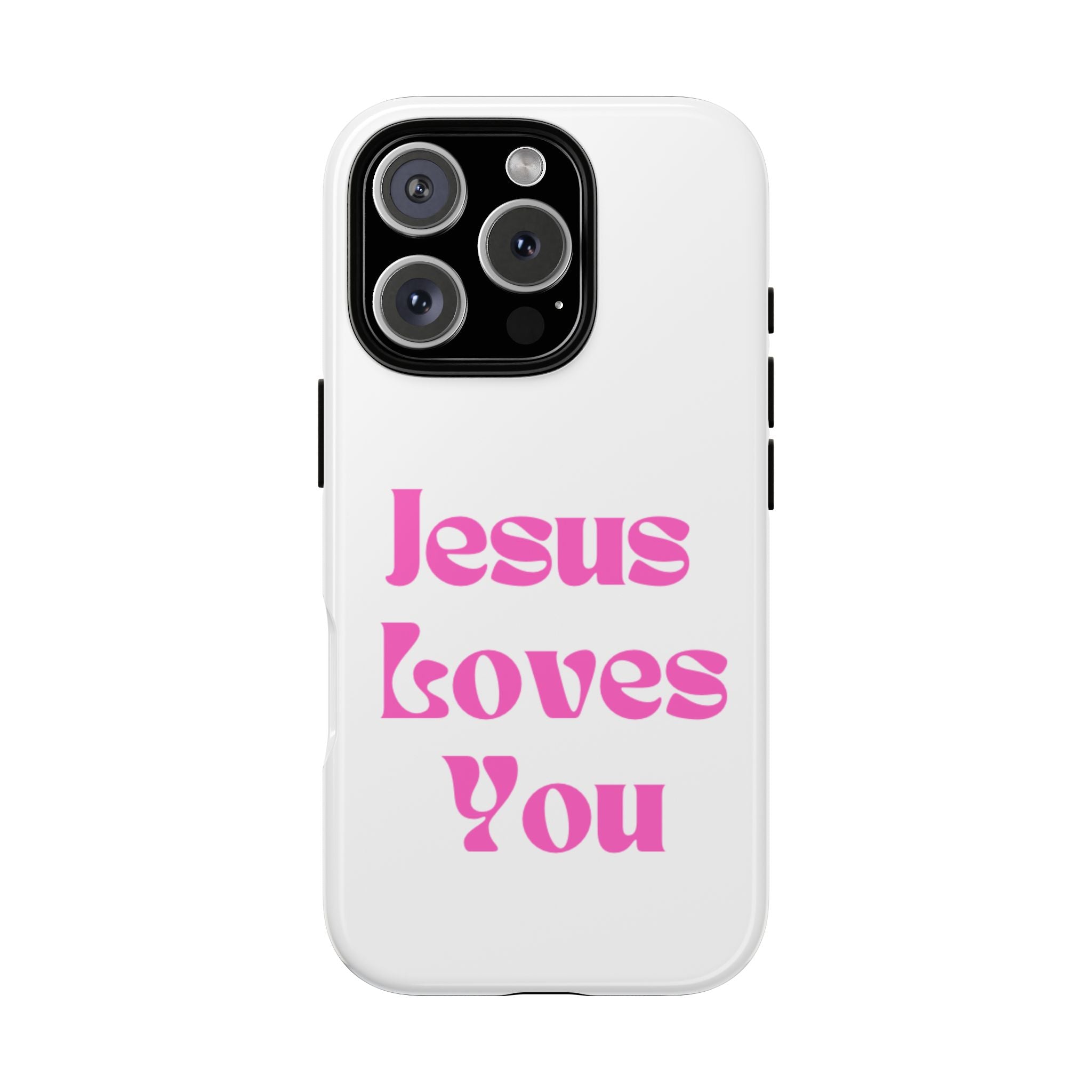 Jesus Loves You Phone Case — Pink Retro Christian Phone Cover