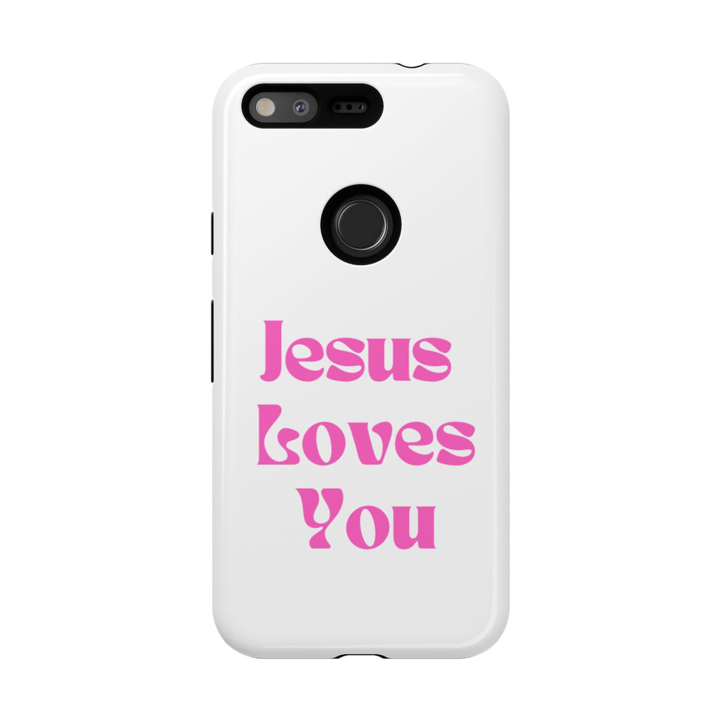 Jesus Loves You Phone Case — Pink Retro Christian Phone Cover