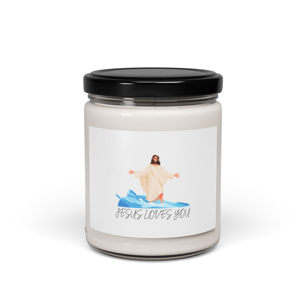 Christian Soy Candle 9oz — "Jesus Loves You" Inspirational Scented Jar