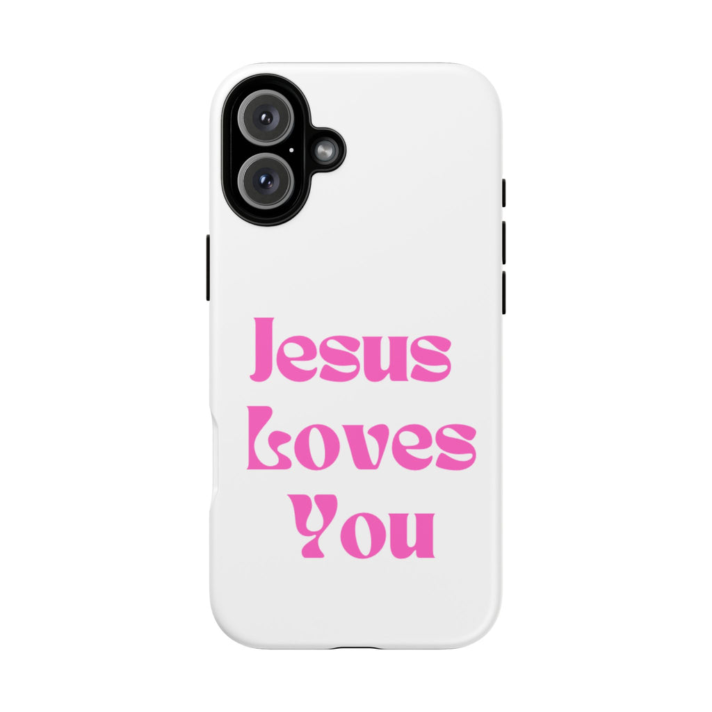 Jesus Loves You Phone Case — Pink Retro Christian Phone Cover