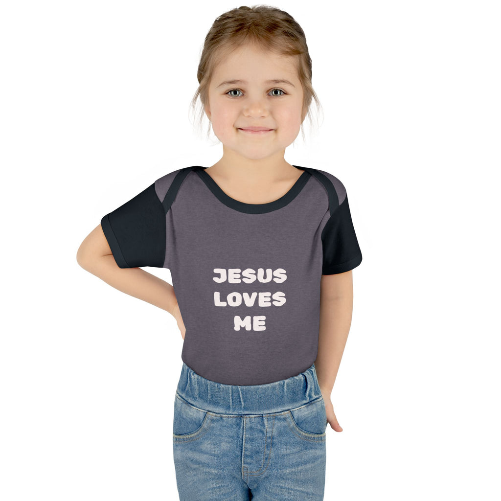 Jesus Loves Me Infant Rib One-Piece (Plain White)