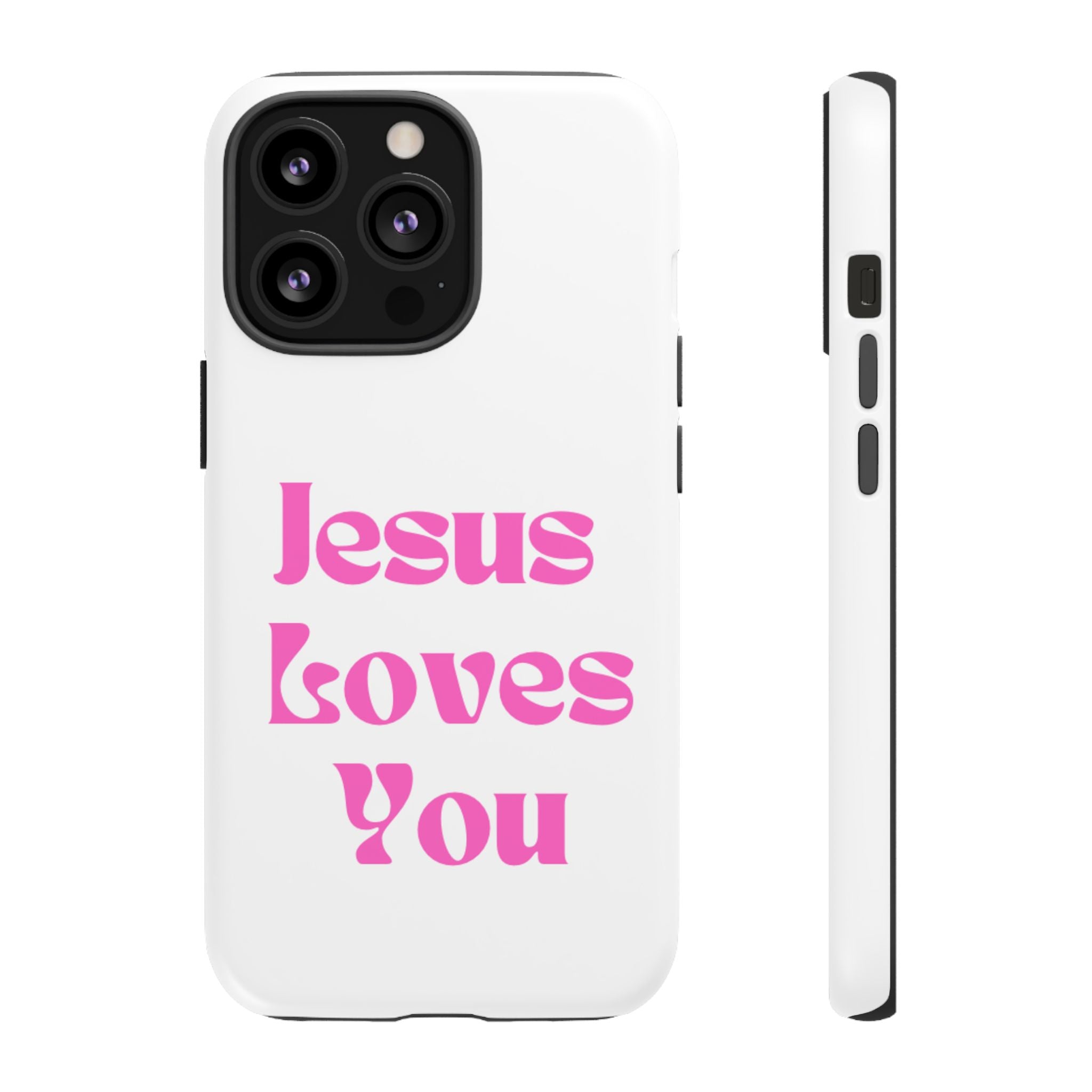 Jesus Loves You Phone Case — Pink Retro Christian Phone Cover