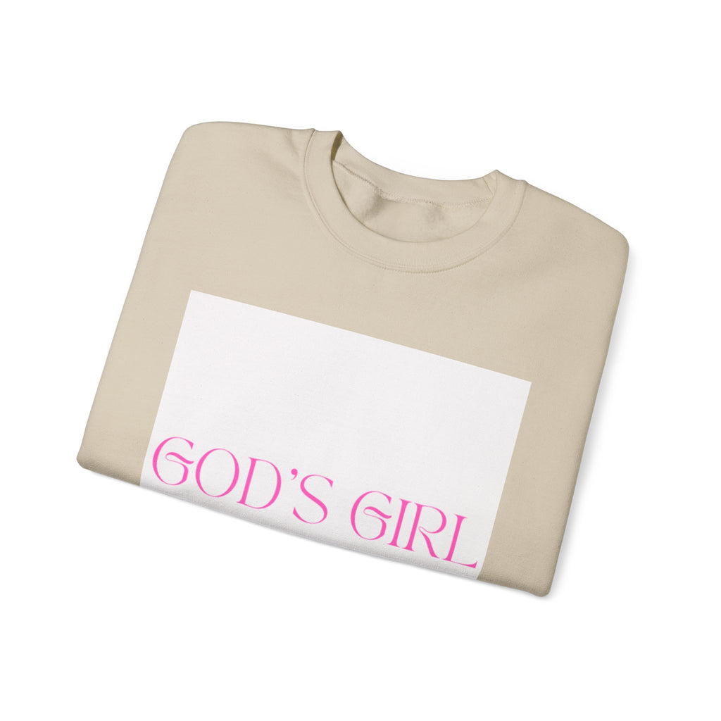 Crewneck Sweatshirt — "GOD'S GIRL" Pink Script Christian Pullover