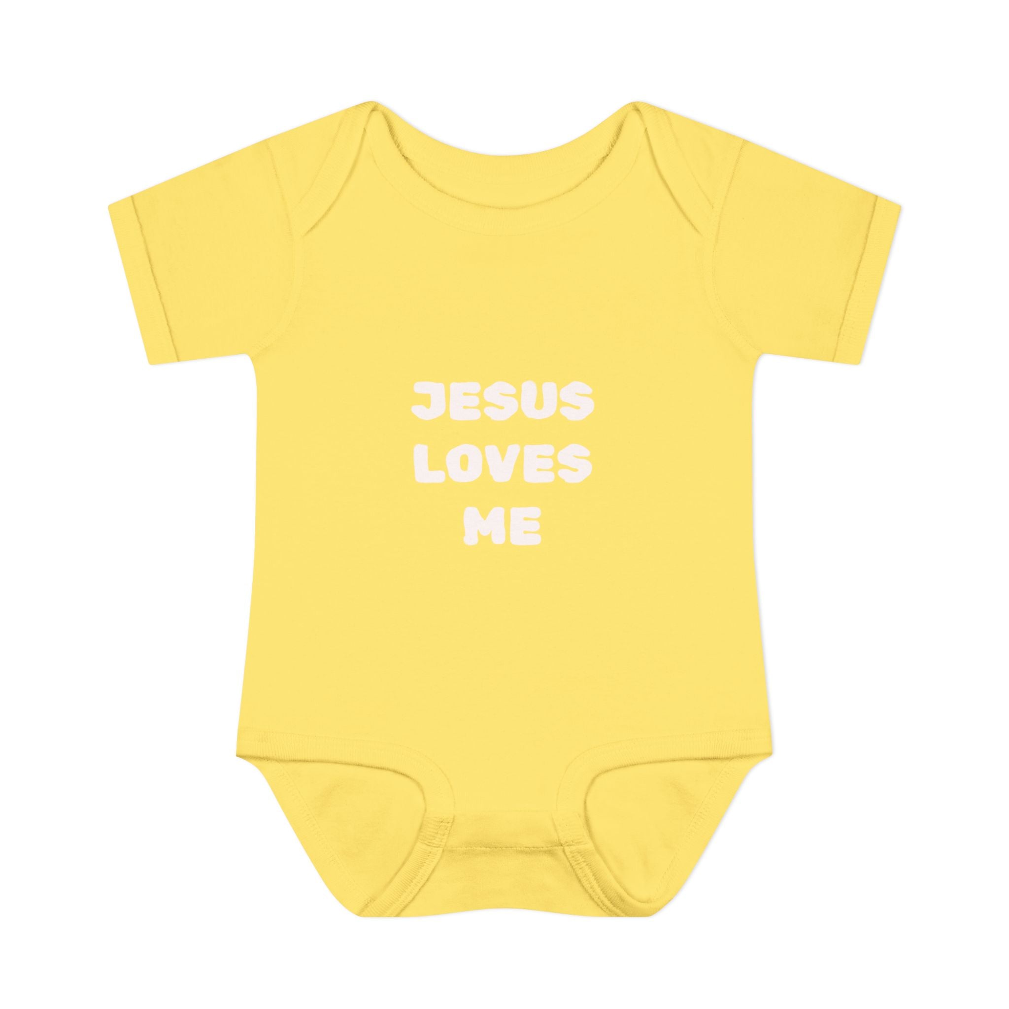 Jesus Loves Me Infant Rib One-Piece (Plain White)