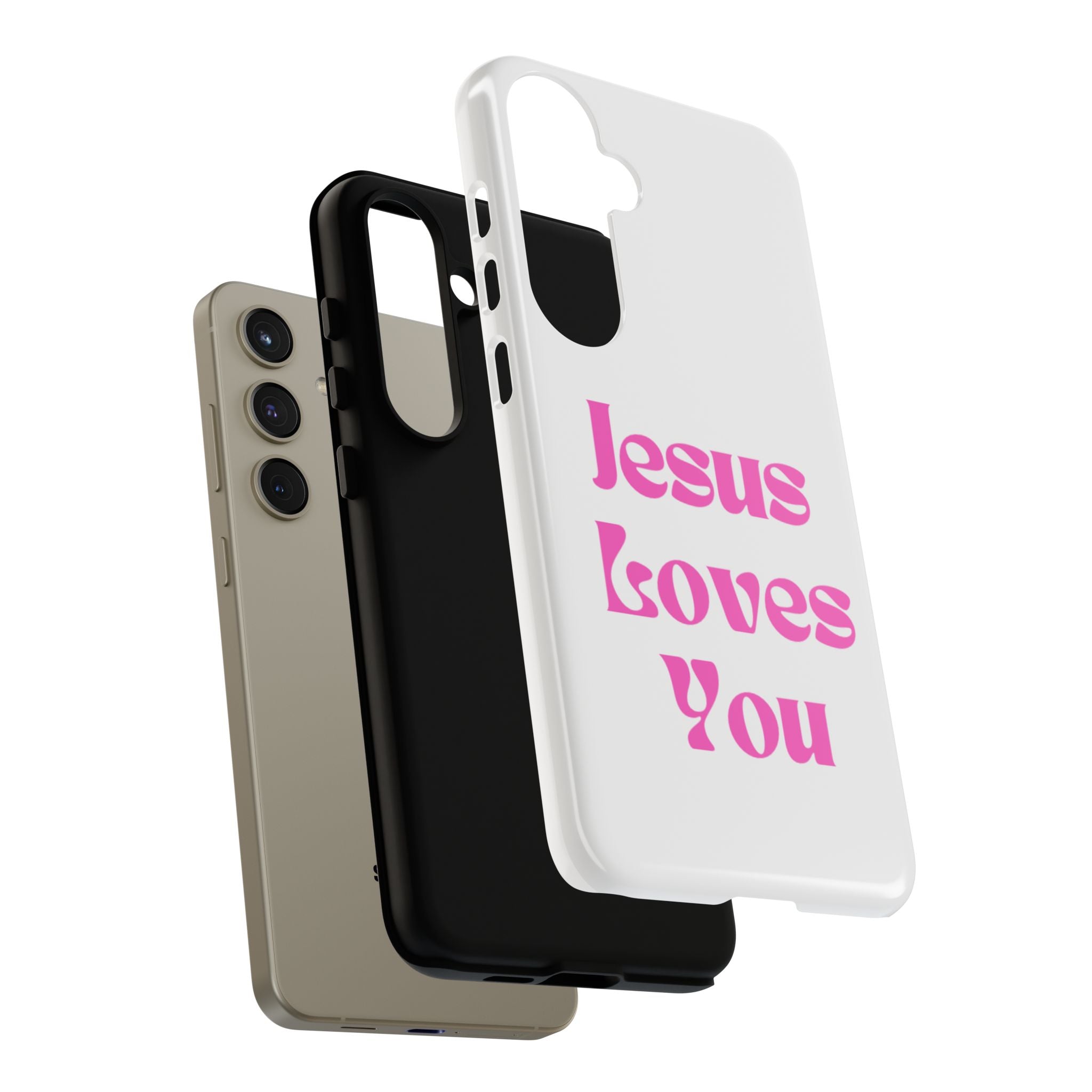 Jesus Loves You Phone Case — Pink Retro Christian Phone Cover