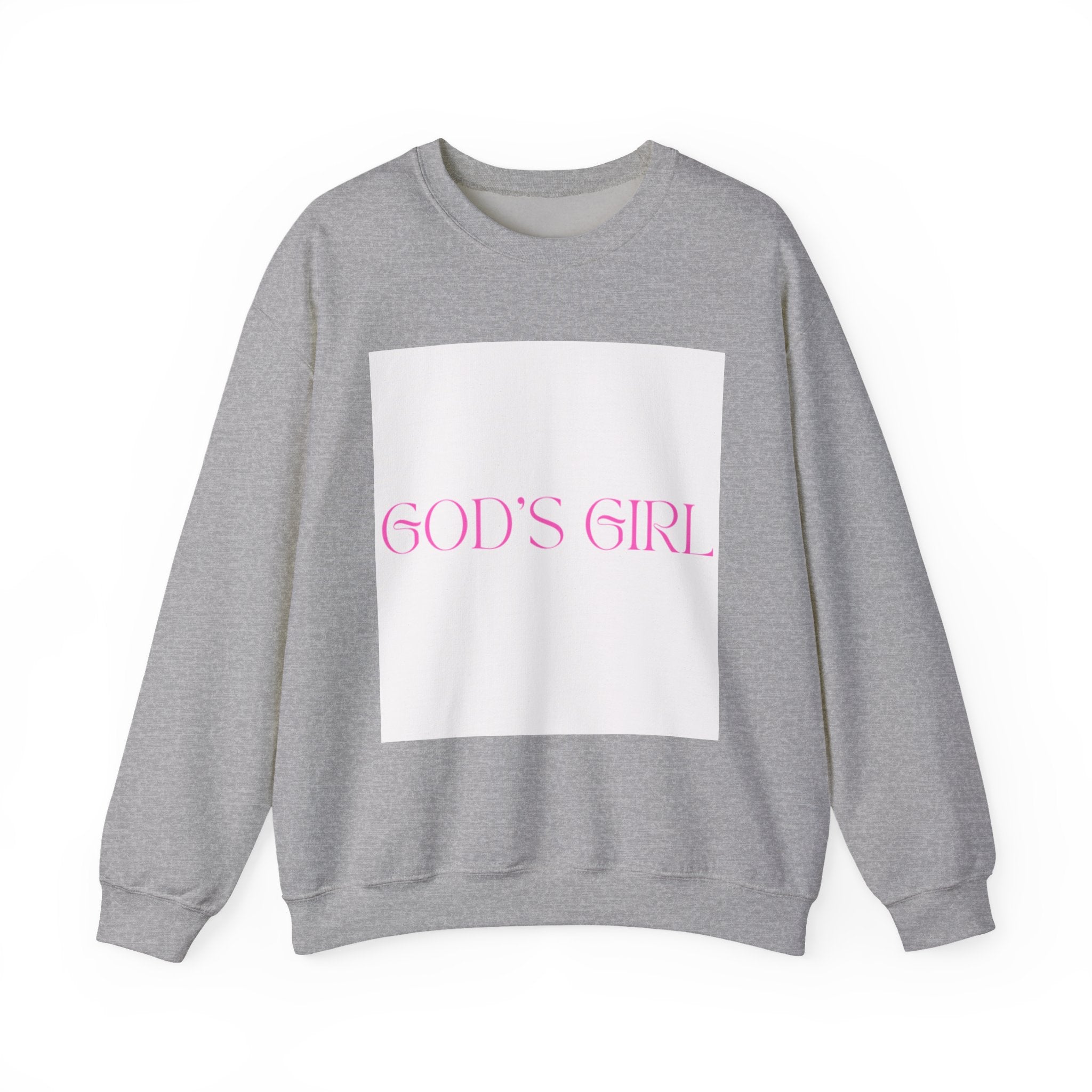 Crewneck Sweatshirt — "GOD'S GIRL" Pink Script Christian Pullover